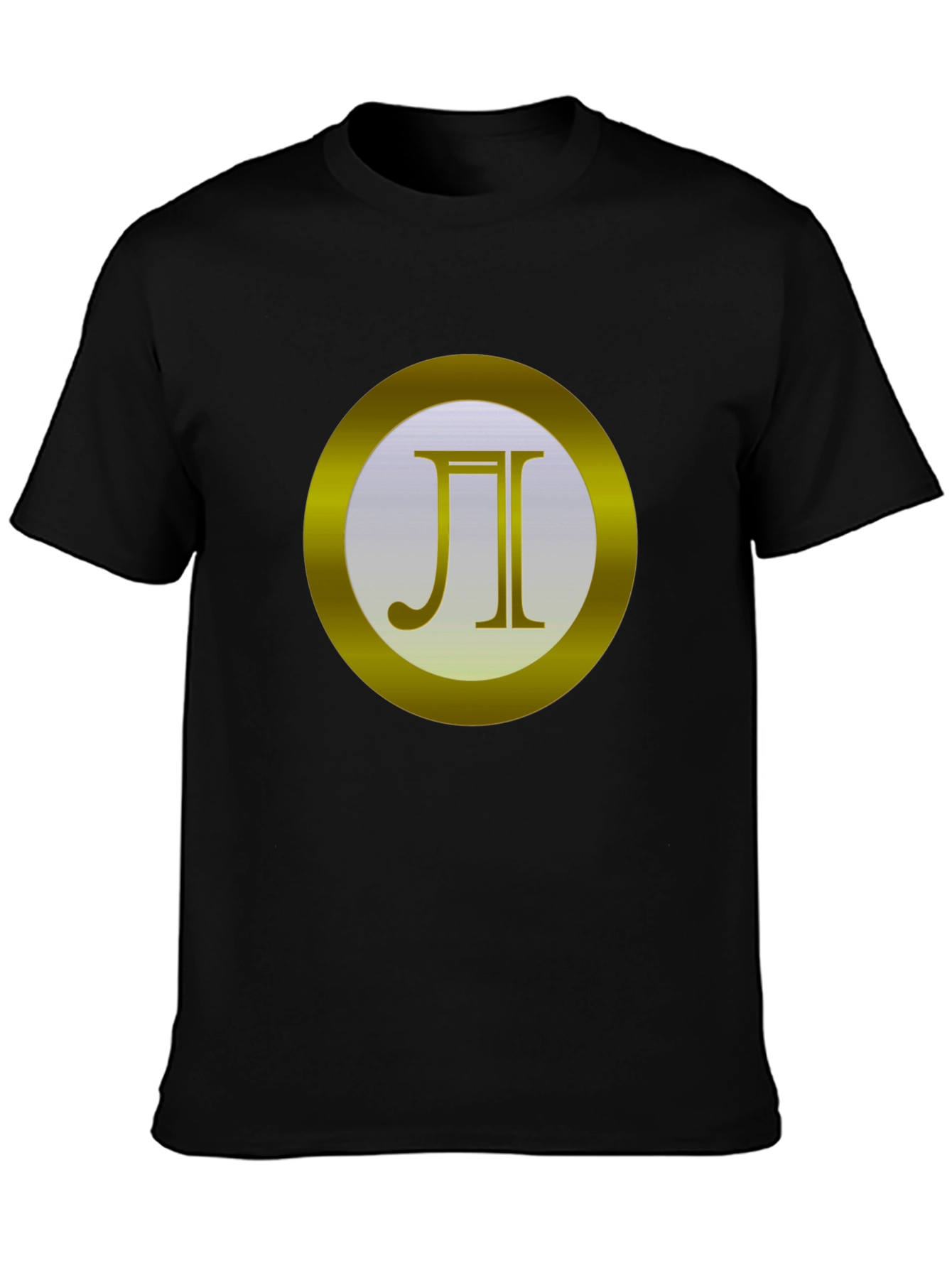 Elegant Black T-Shirt with Golden Circle Design