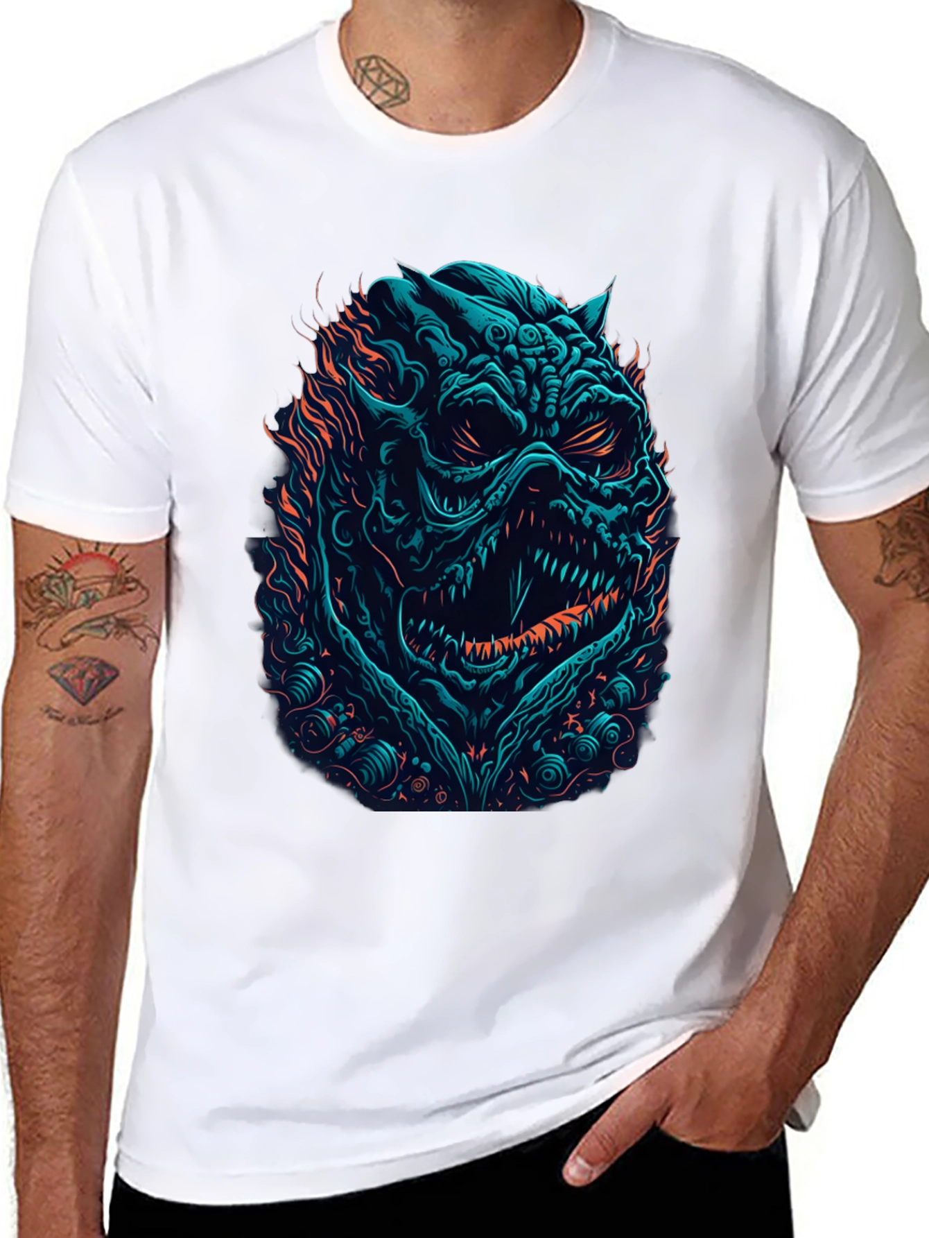 Monster Graphic Print Black T-Shirt