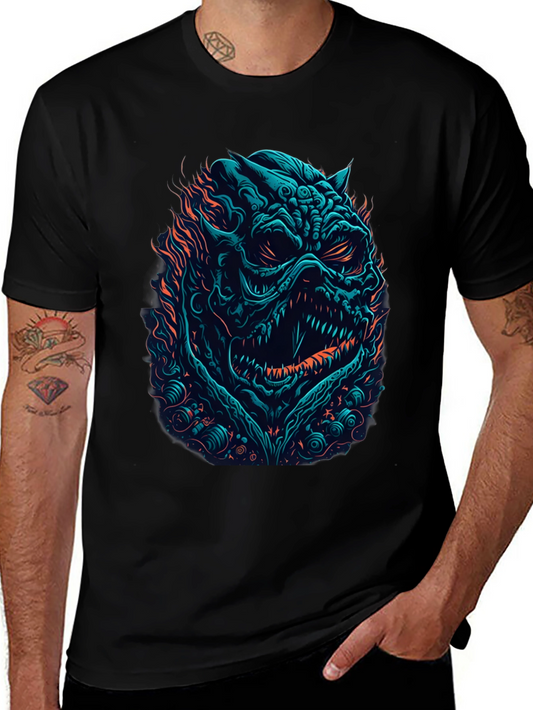 Monster Graphic Print Black T-Shirt