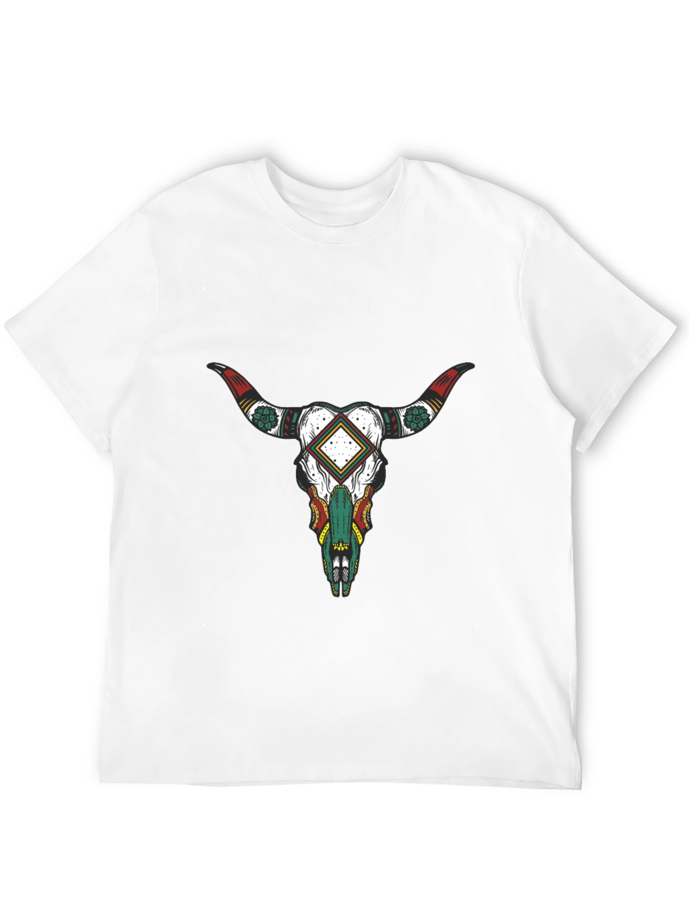 Black T-Shirt with Bull Skull Graphic