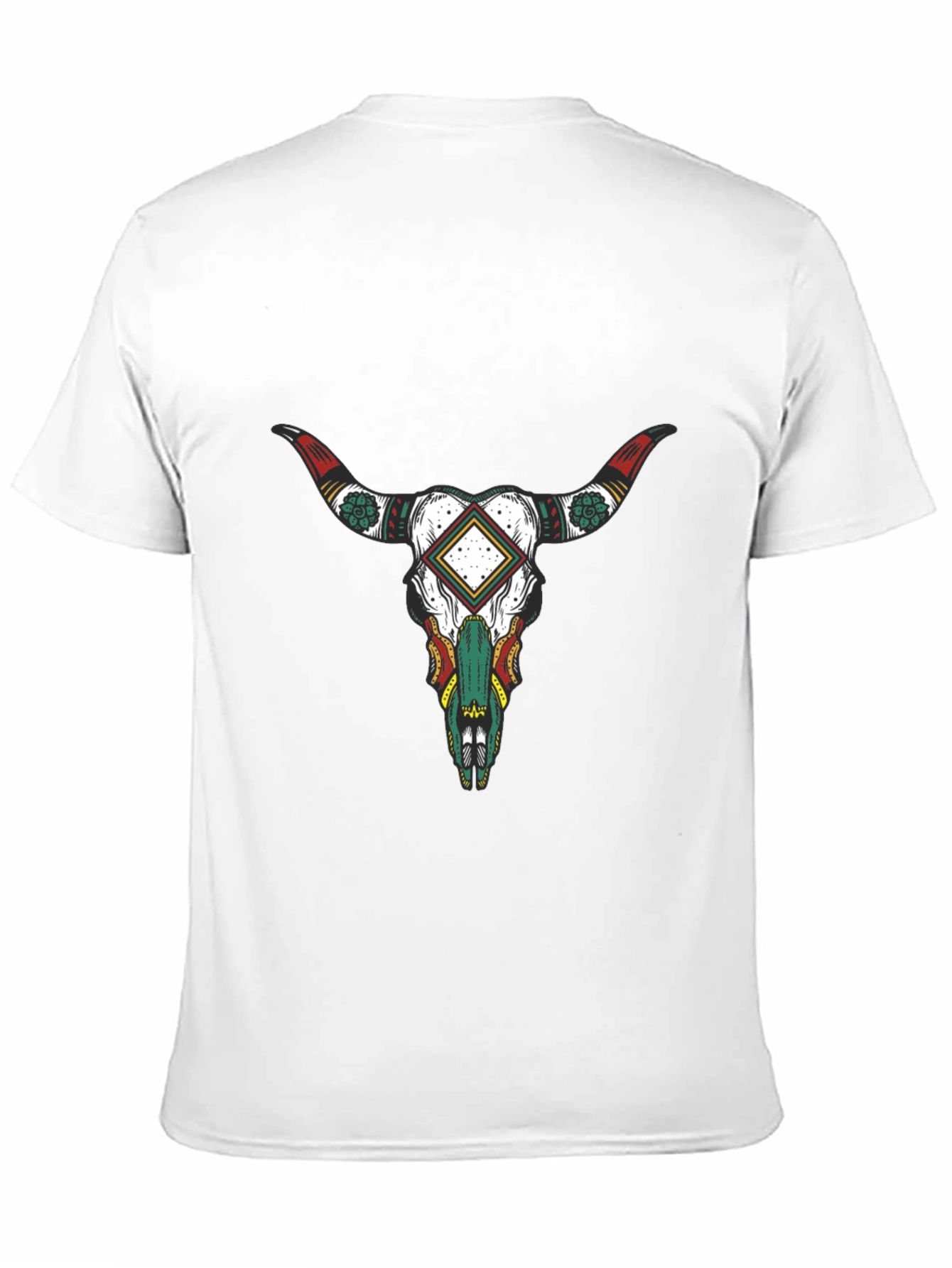 Black T-Shirt with Bull Skull Graphic