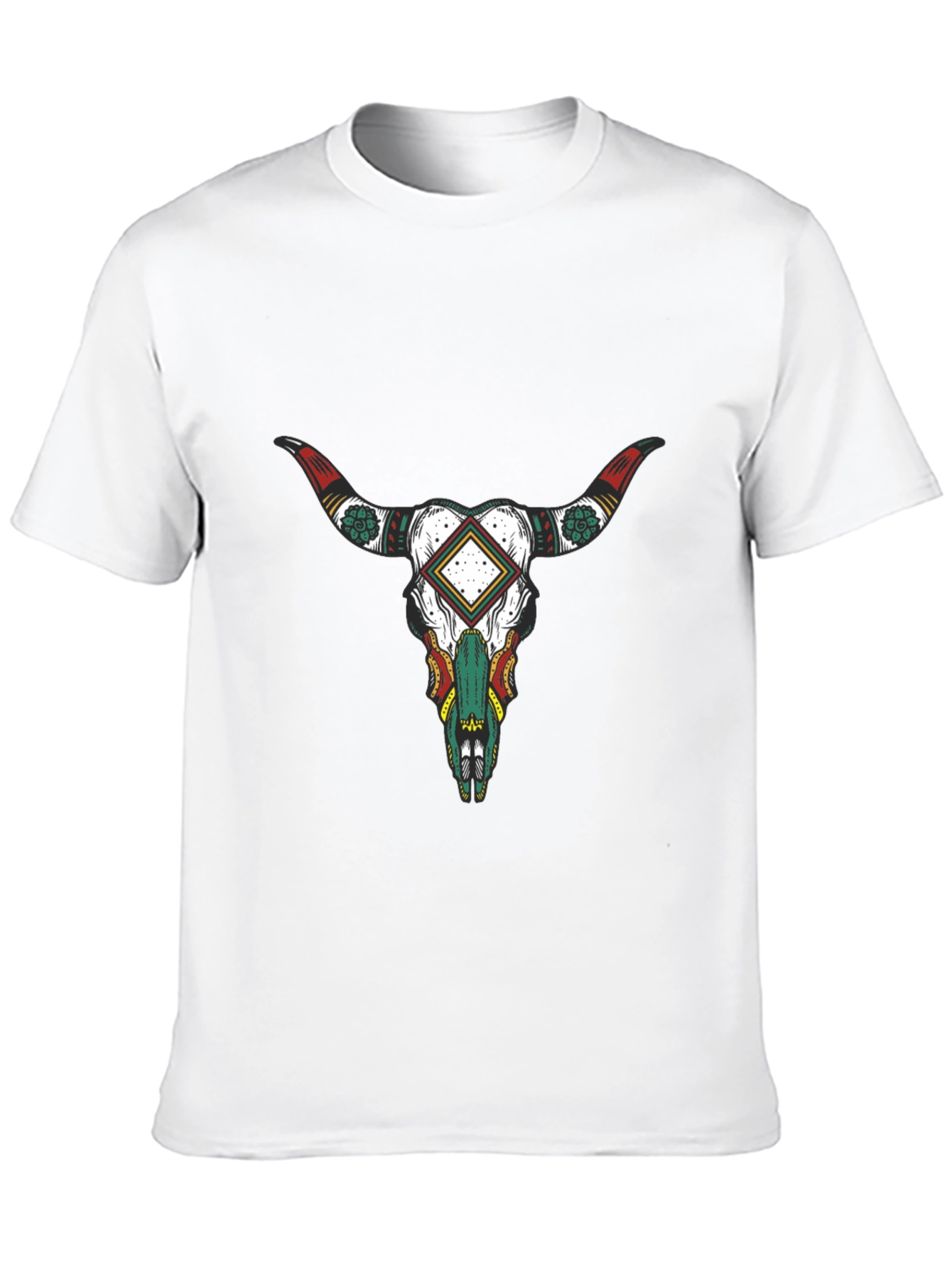 Black T-Shirt with Bull Skull Graphic