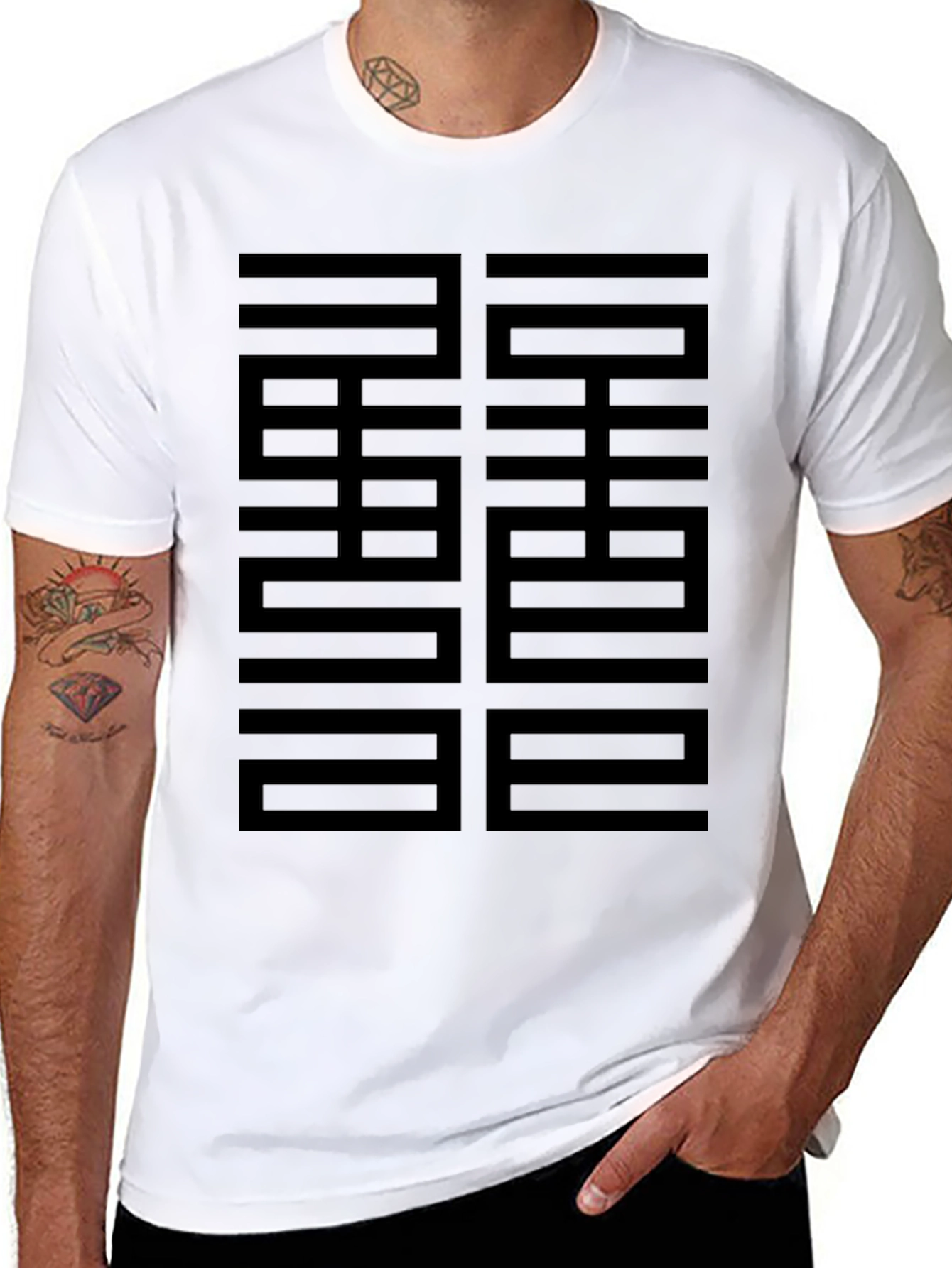 Abstract Graphic Black Tee - Modern Casual Style