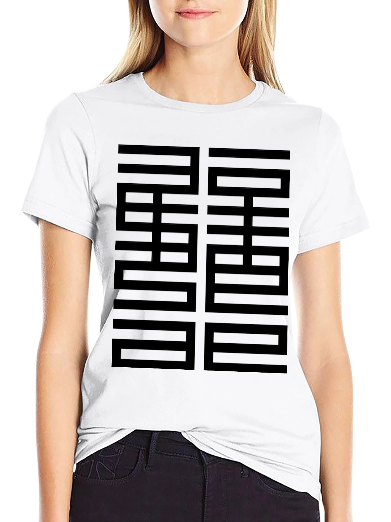 Abstract Graphic Black Tee - Modern Casual Style