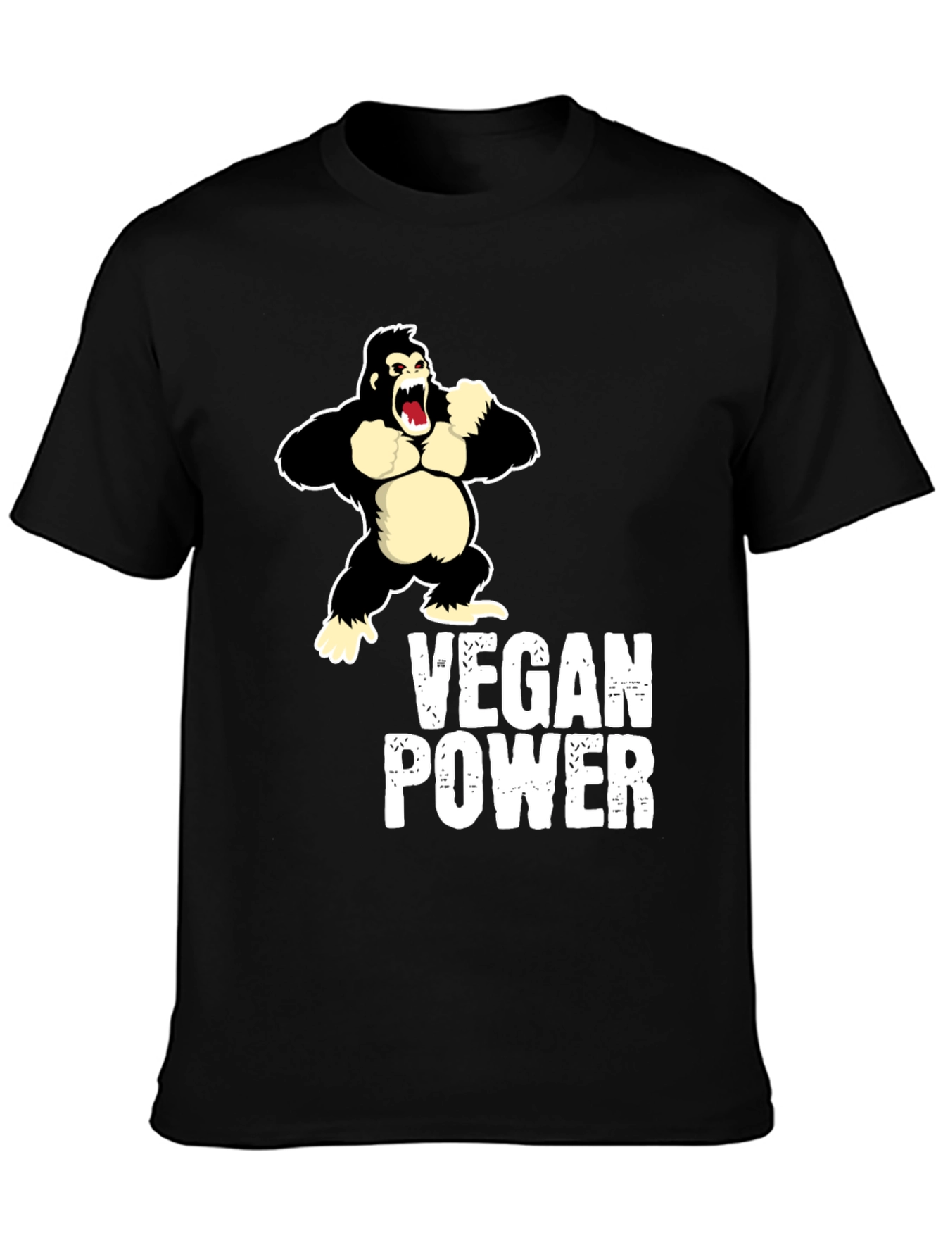 Vegan Power Gorilla T-Shirt - Black