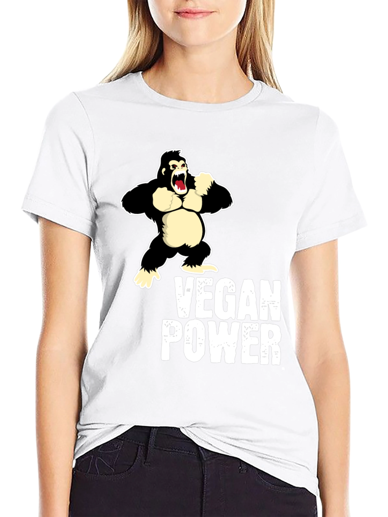 Vegan Power Gorilla T-Shirt - Black