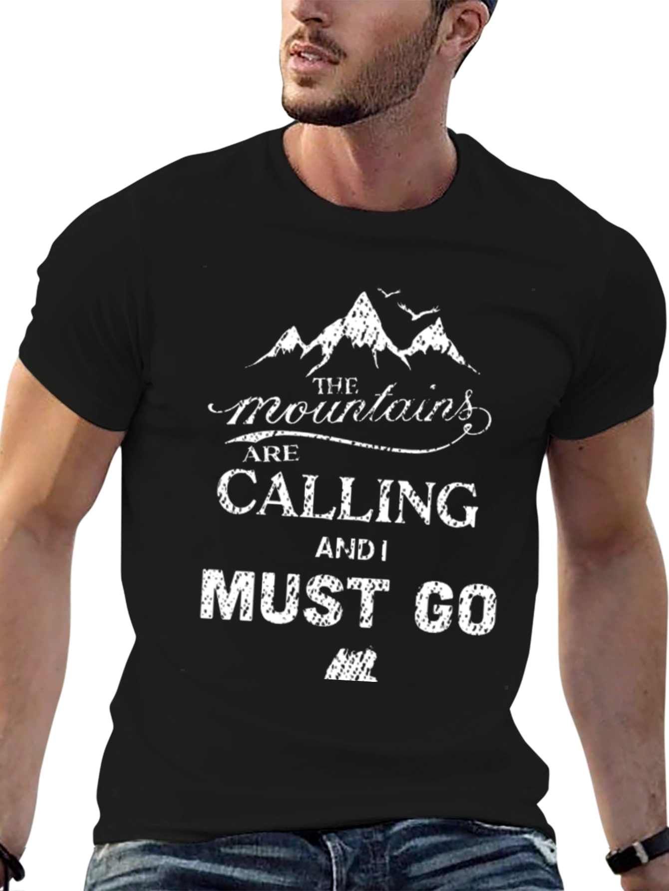 Mountains Are Calling Black T-Shirt