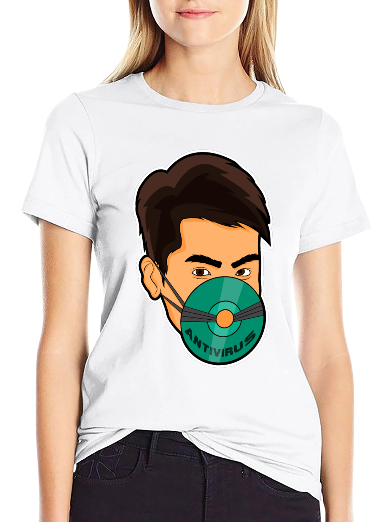 Antivirus Face Mask Graphic T-Shirt