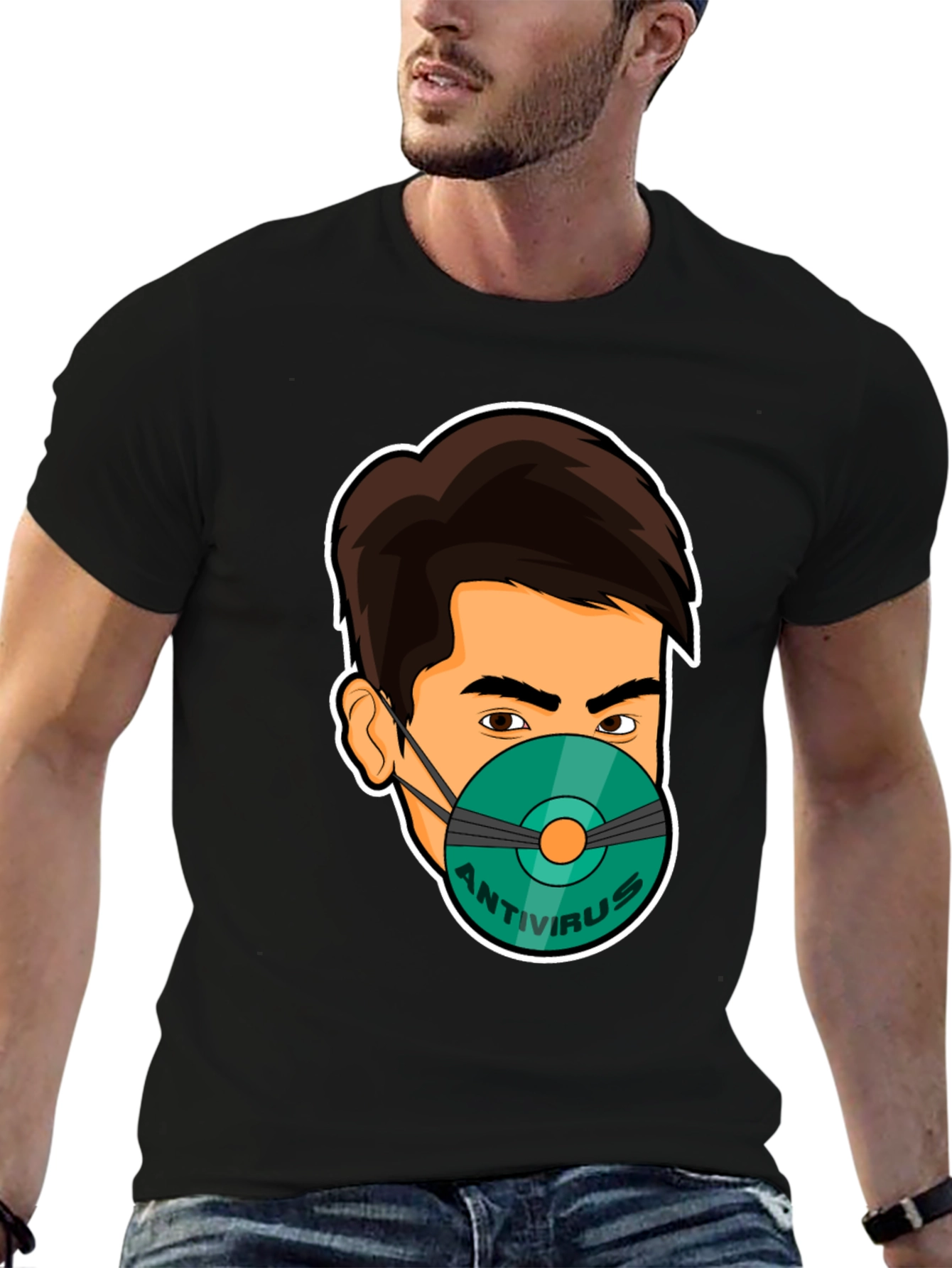 Antivirus Face Mask Graphic T-Shirt