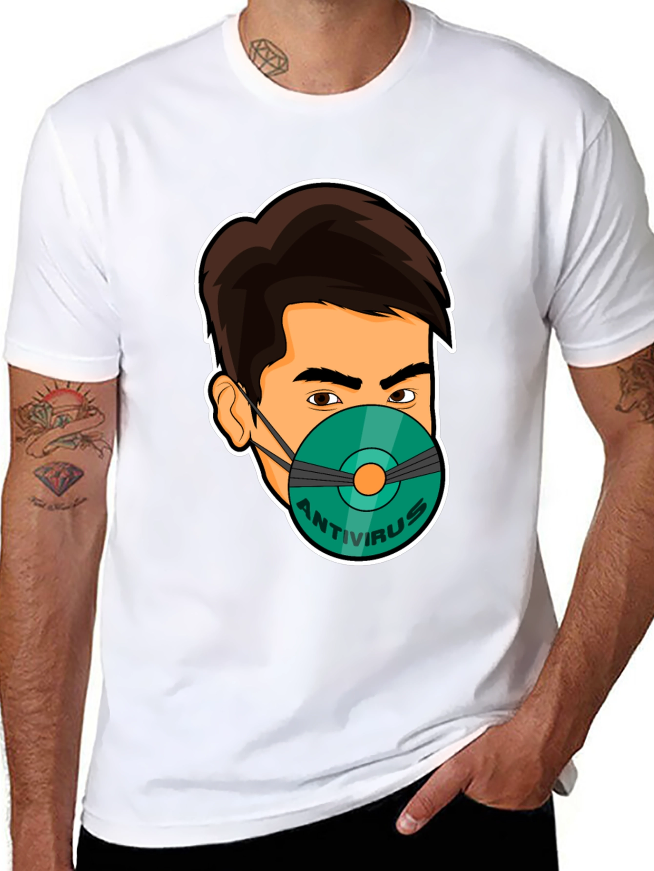 Antivirus Face Mask Graphic T-Shirt