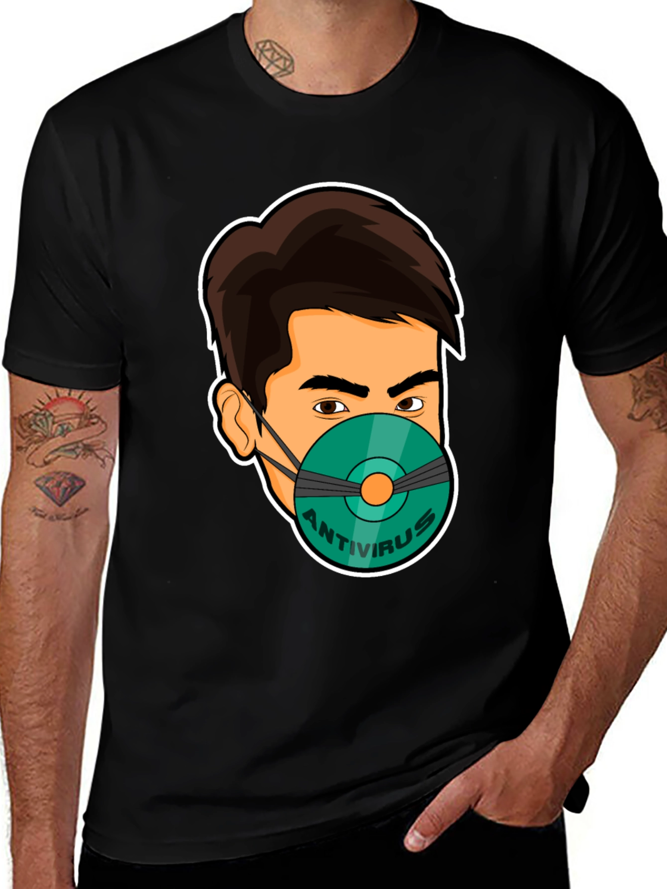 Antivirus Face Mask Graphic T-Shirt