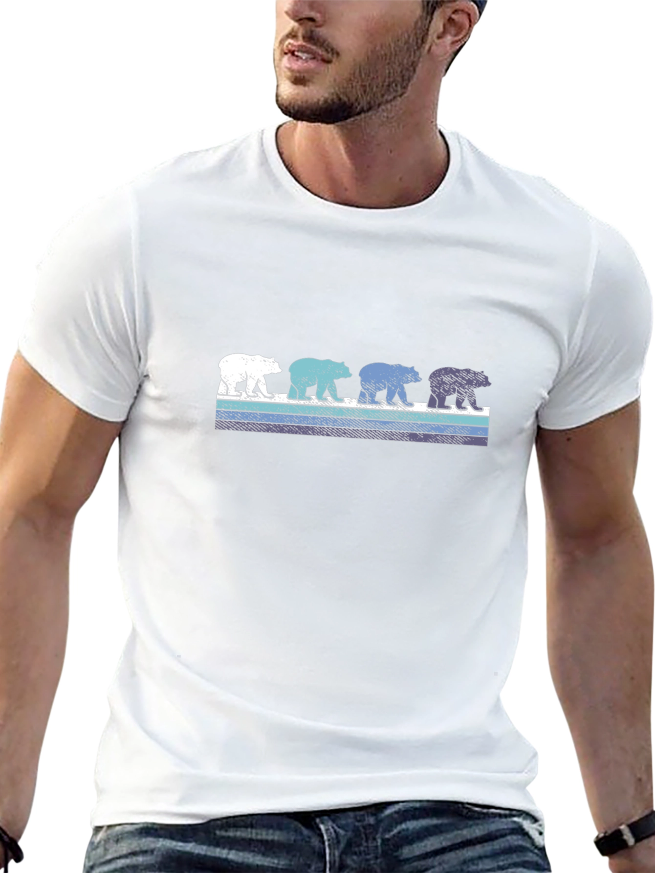Retro Bear Graphic T-Shirt - Casual Cotton Tee