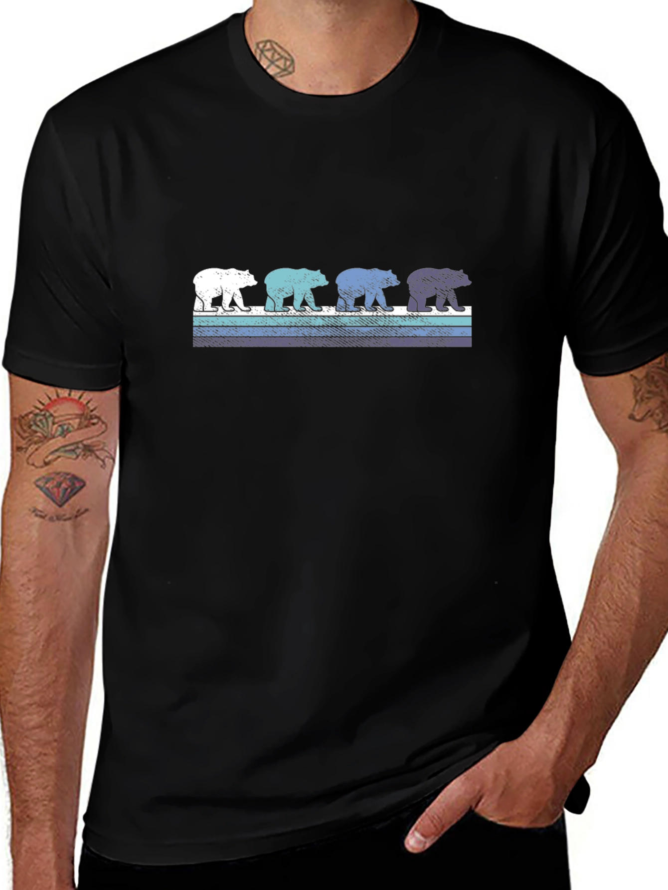 Retro Bear Graphic T-Shirt - Casual Cotton Tee
