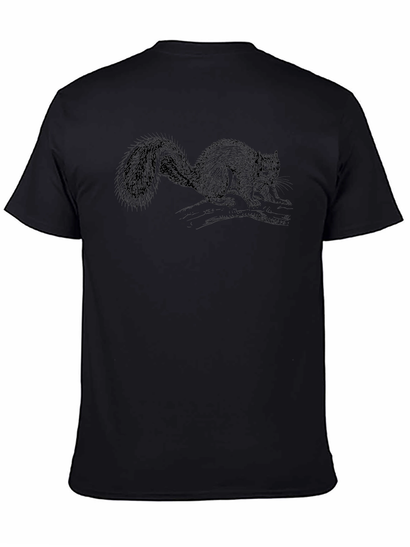 Squirrel Graphic Print Black T-Shirt