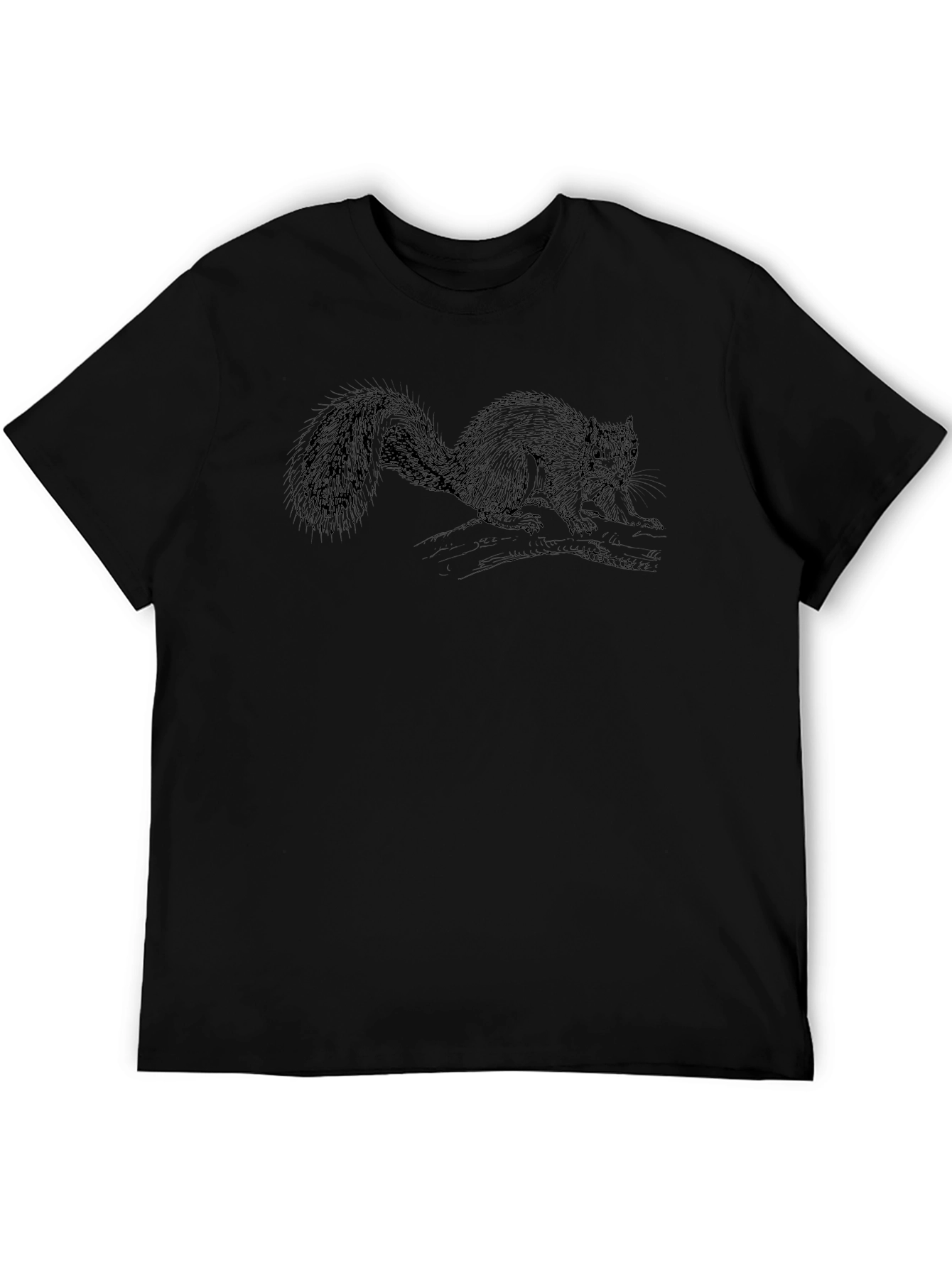Squirrel Graphic Print Black T-Shirt