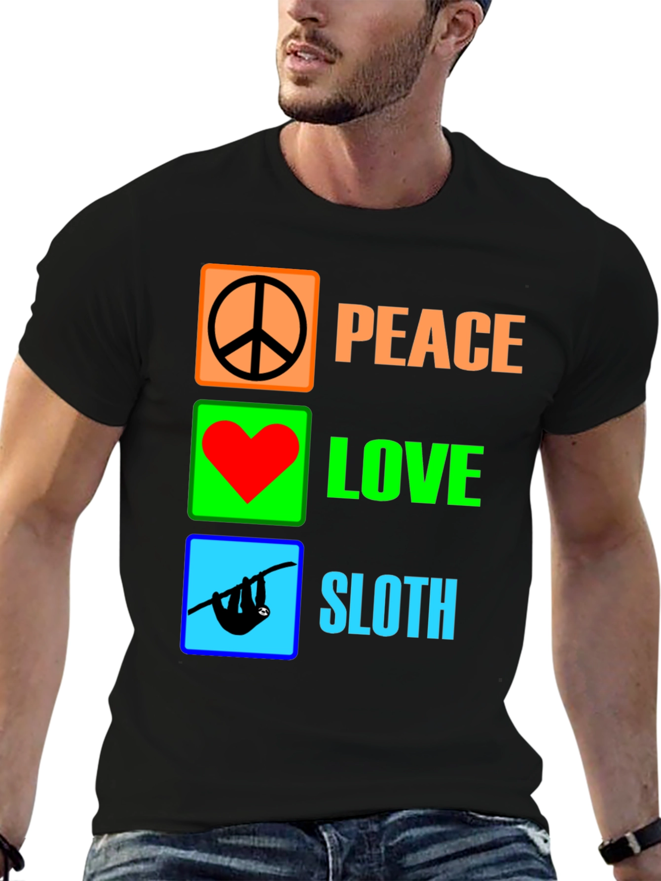 Peace Love Sloth Graphic Tee - Unique Novelty T-Shirt