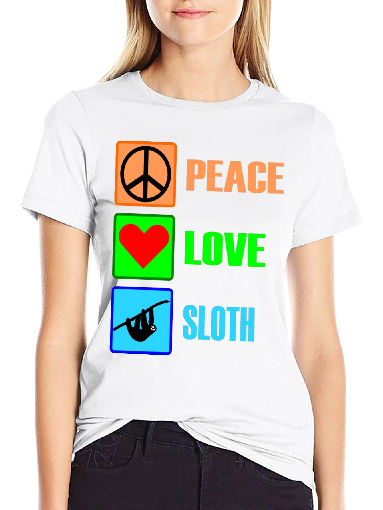 Peace Love Sloth Graphic Tee - Unique Novelty T-Shirt