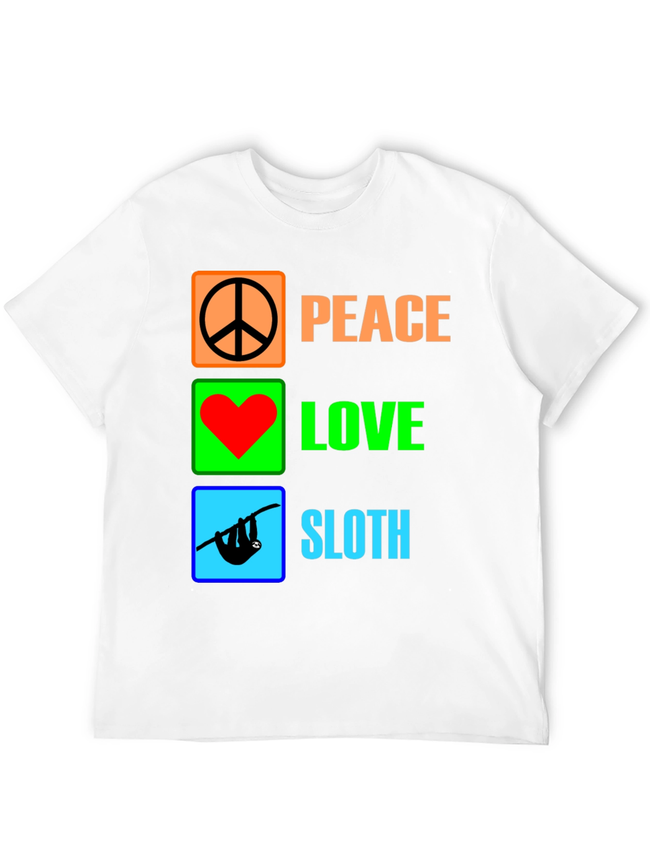 Peace Love Sloth Graphic Tee - Unique Novelty T-Shirt