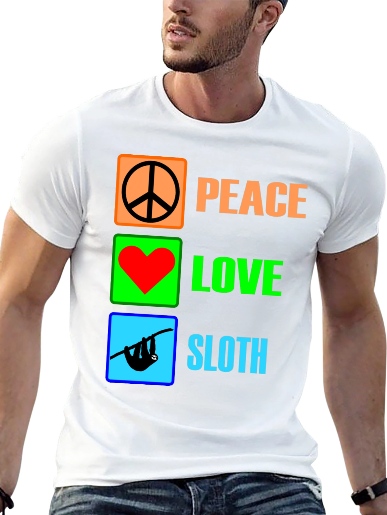 Peace Love Sloth Graphic Tee - Unique Novelty T-Shirt