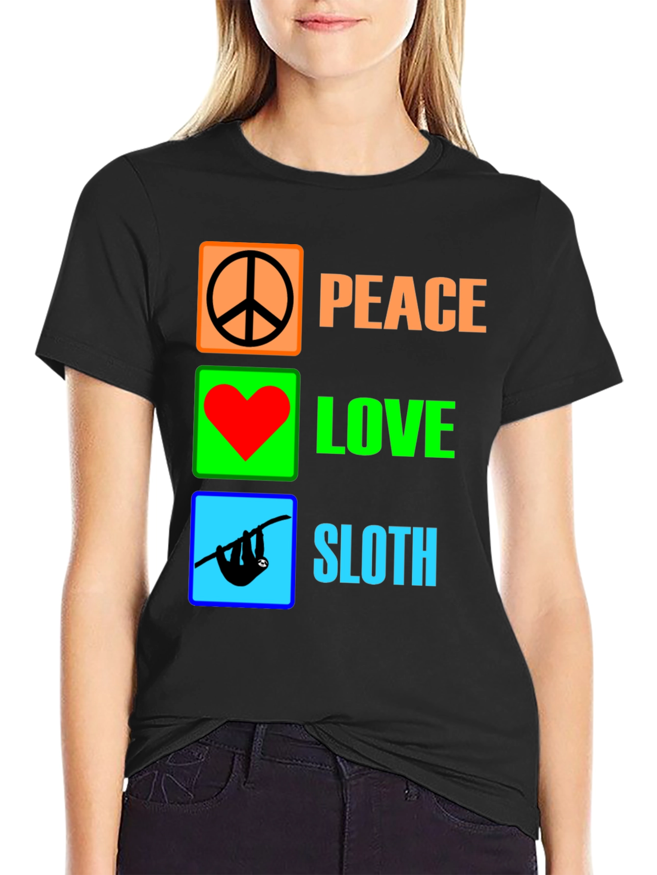 Peace Love Sloth Graphic Tee - Unique Novelty T-Shirt