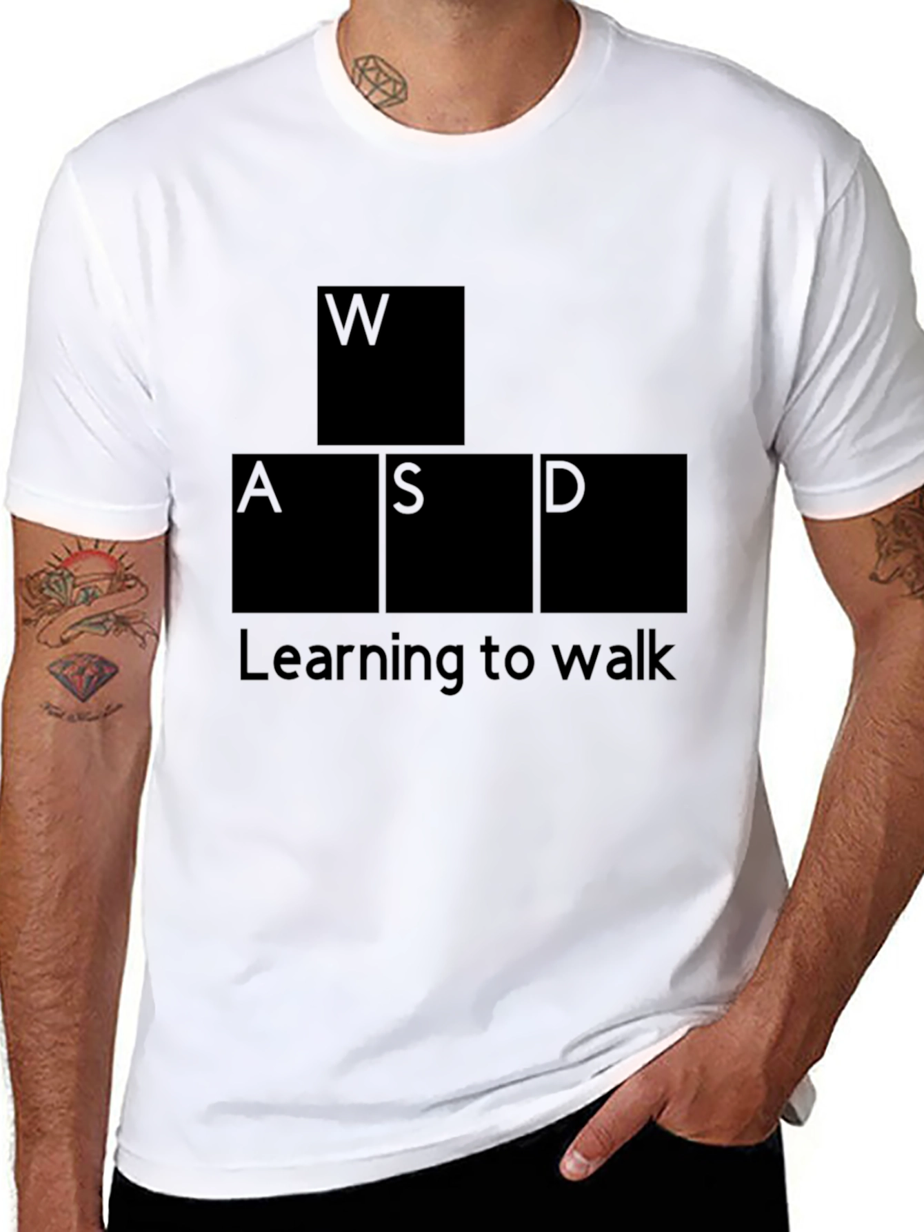 WASD Gaming Tee - Learning to Walk Black Shirt