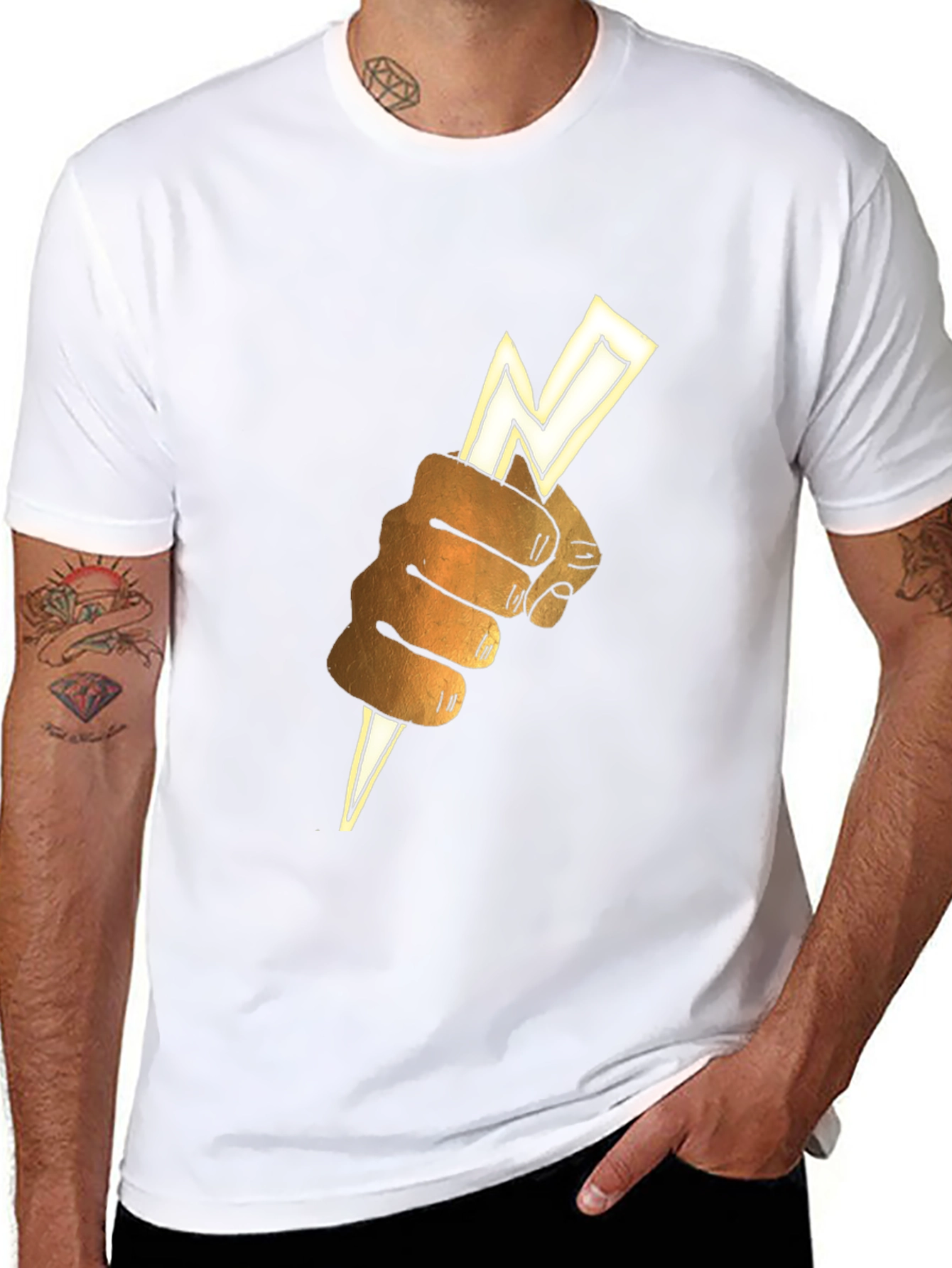 Lightning Bolt Fist Graphic Tee - Black