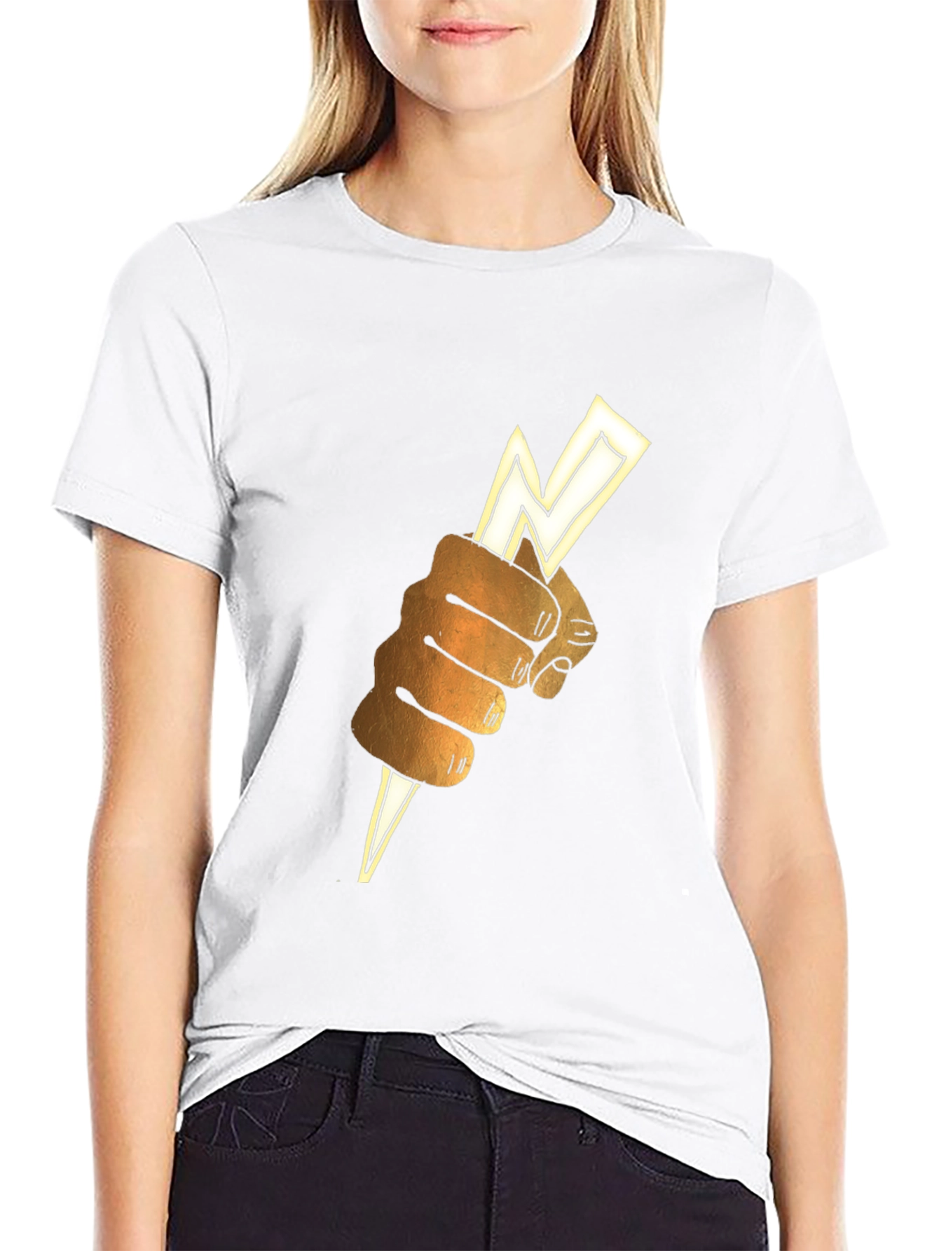 Lightning Bolt Fist Graphic Tee - Black