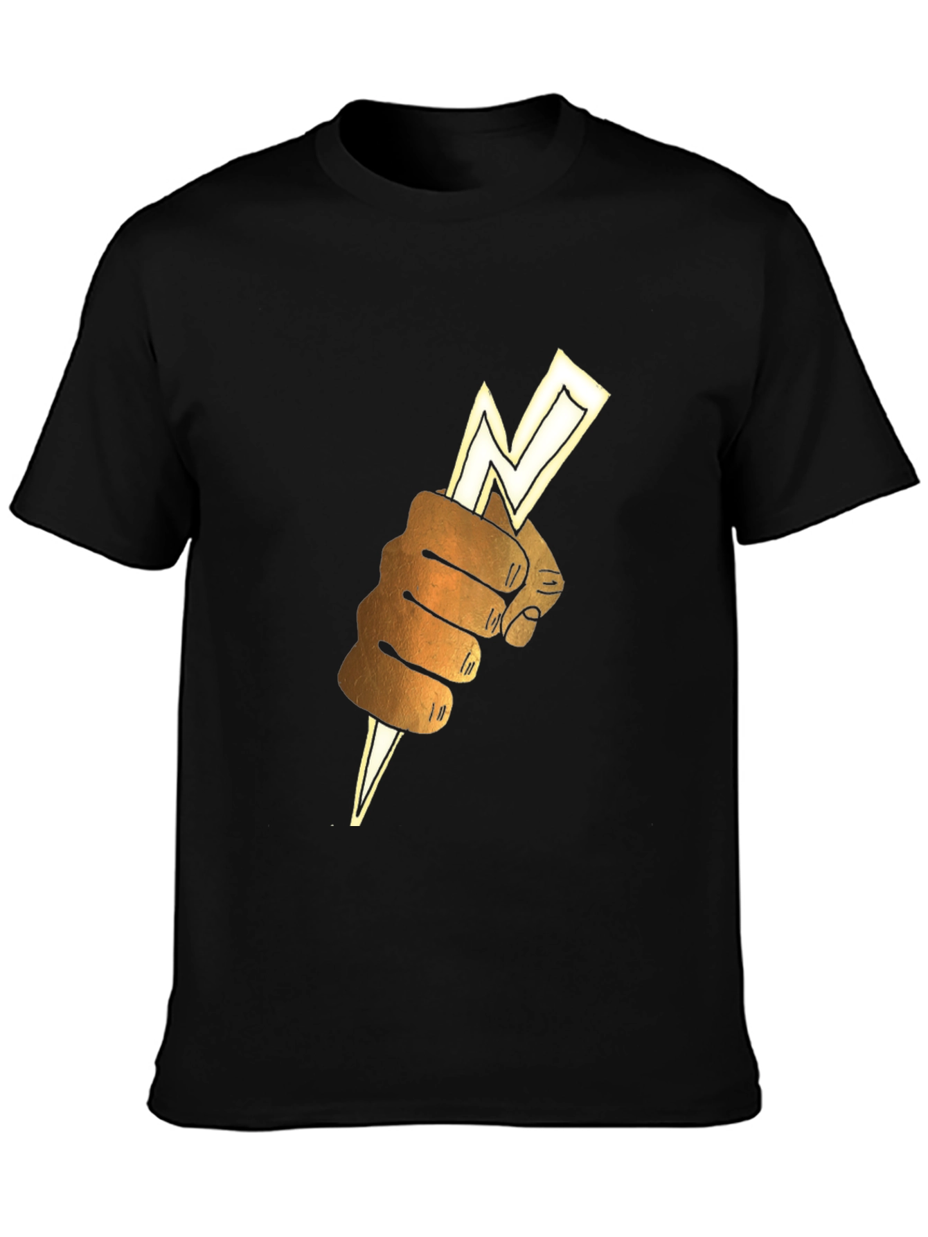 Lightning Bolt Fist Graphic Tee - Black