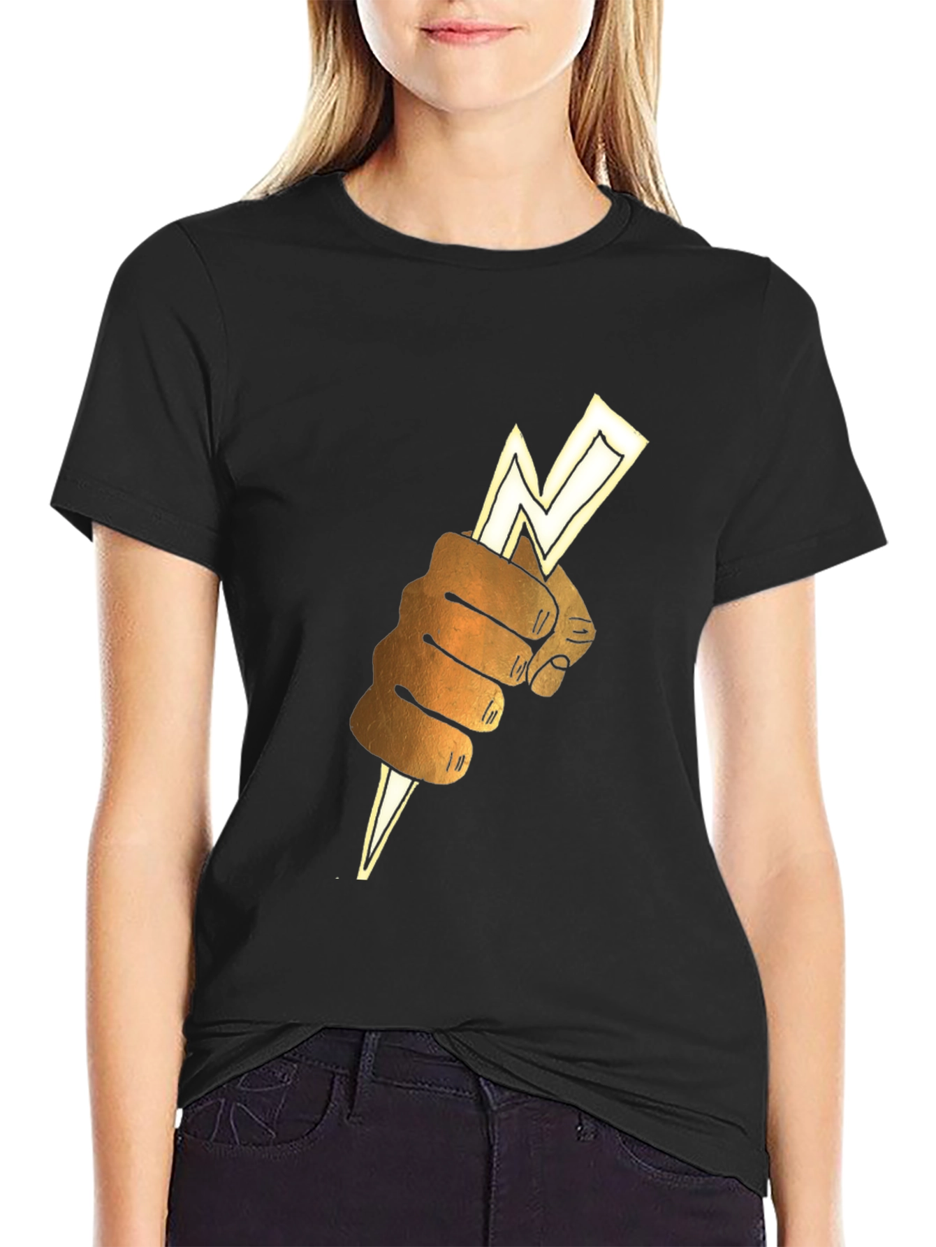 Lightning Bolt Fist Graphic Tee - Black