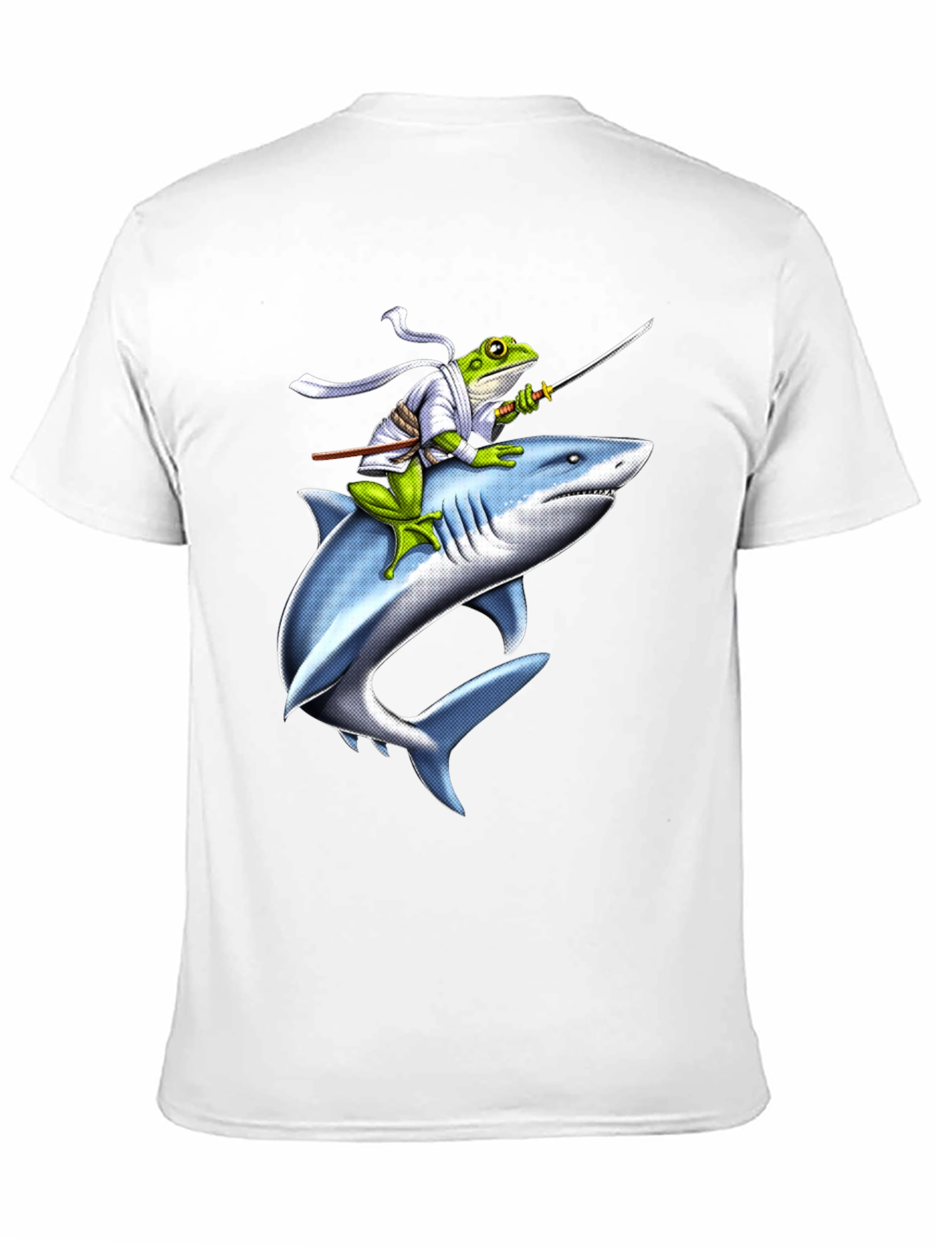 Ninja Frog Riding Shark Graphic T-Shirt