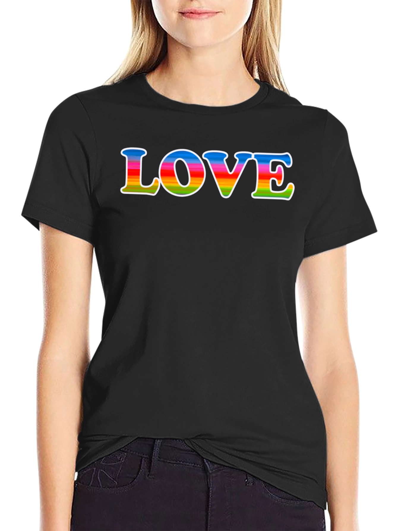 Rainbow LOVE Graphic Black T-Shirt