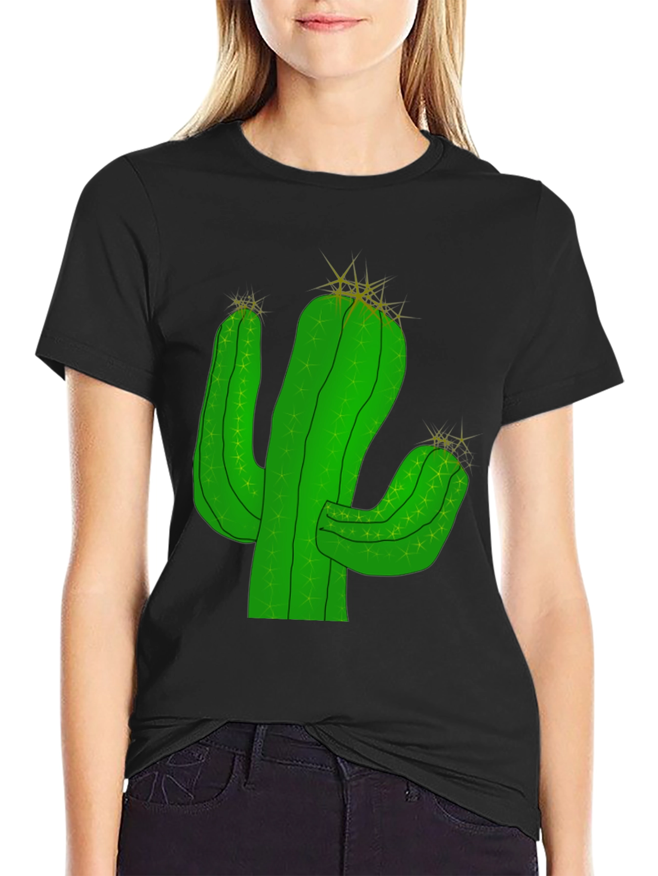 Cactus Graphic T-Shirt - Black Cotton Tee