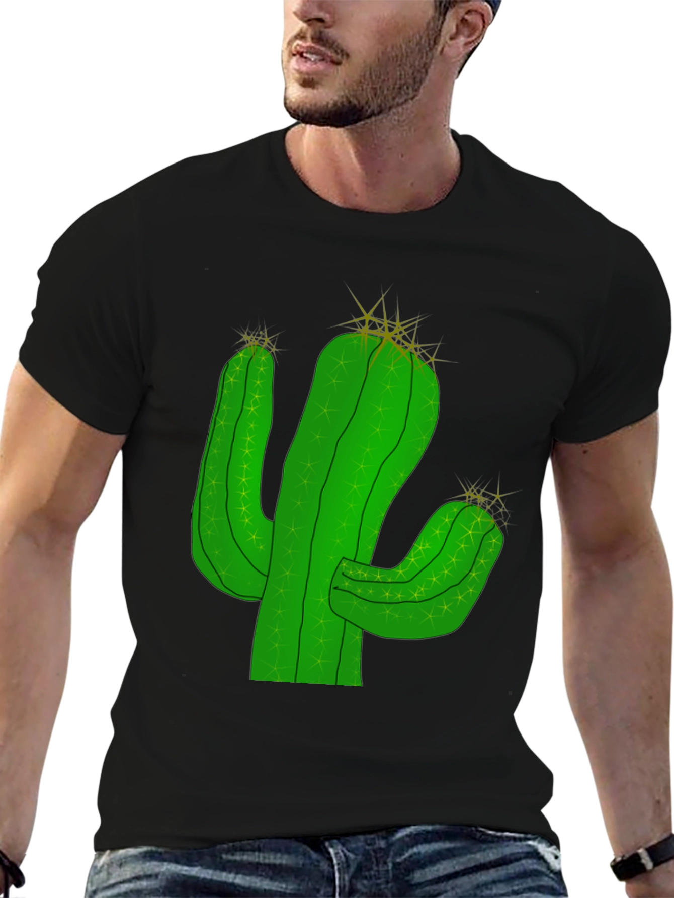 Cactus Graphic T-Shirt - Black Cotton Tee