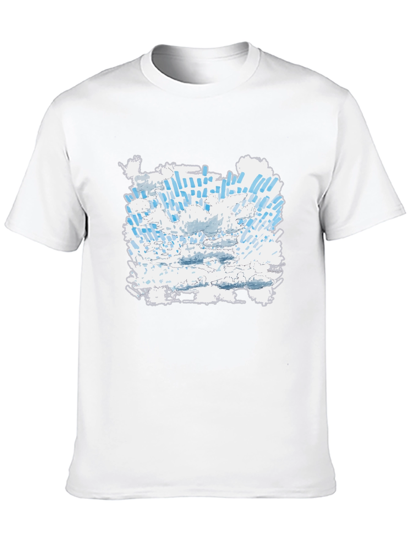 Abstract Cloudscape Graphic Tee - Black Cotton T-Shirt
