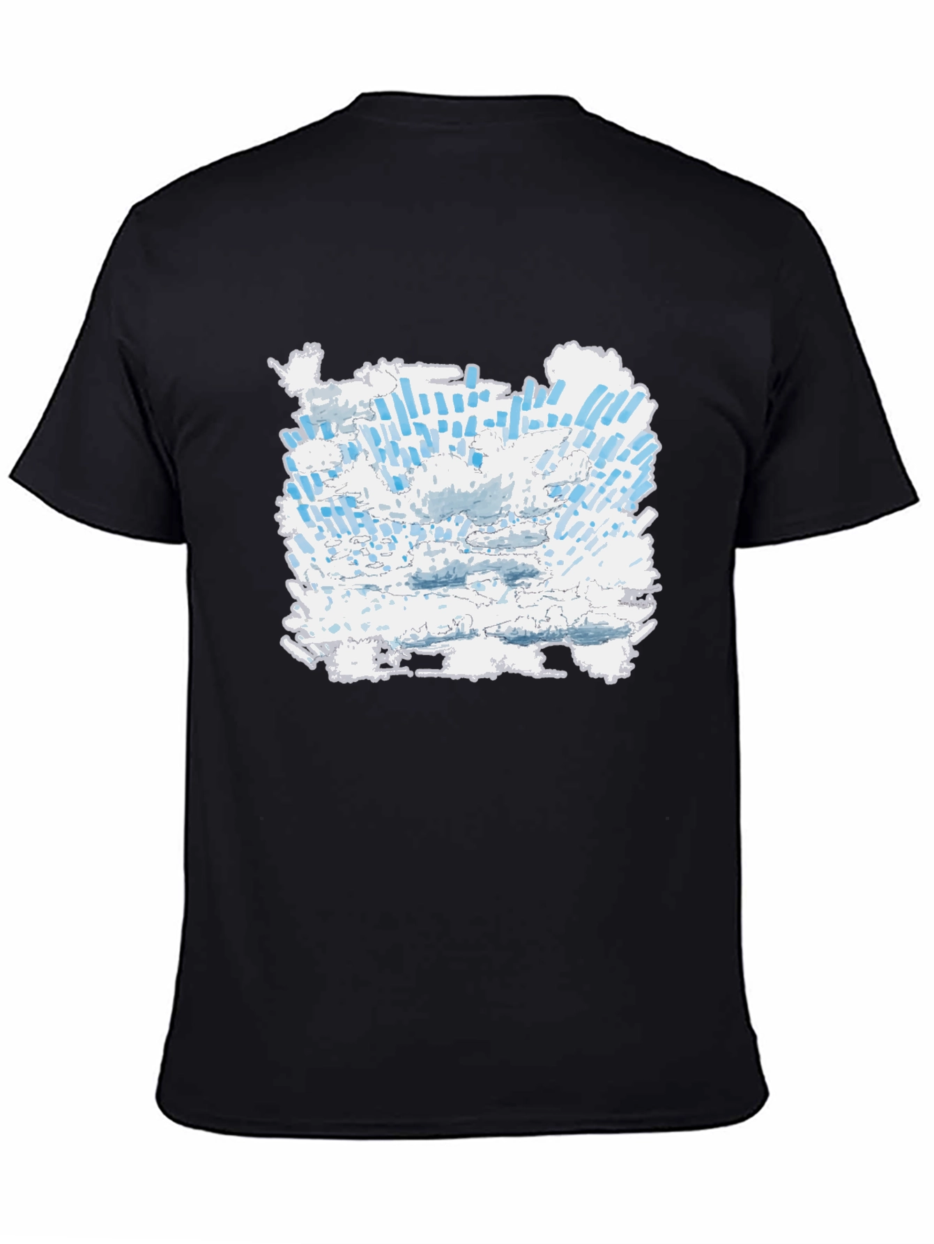 Abstract Cloudscape Graphic Tee - Black Cotton T-Shirt