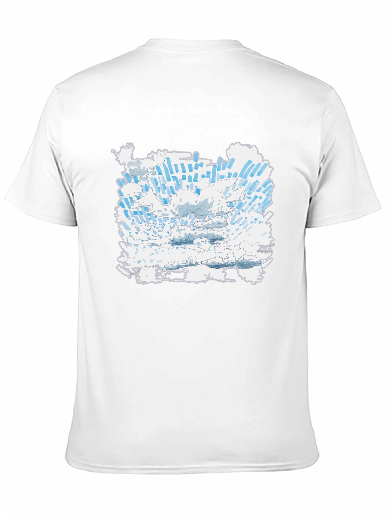 Abstract Cloudscape Graphic Tee - Black Cotton T-Shirt