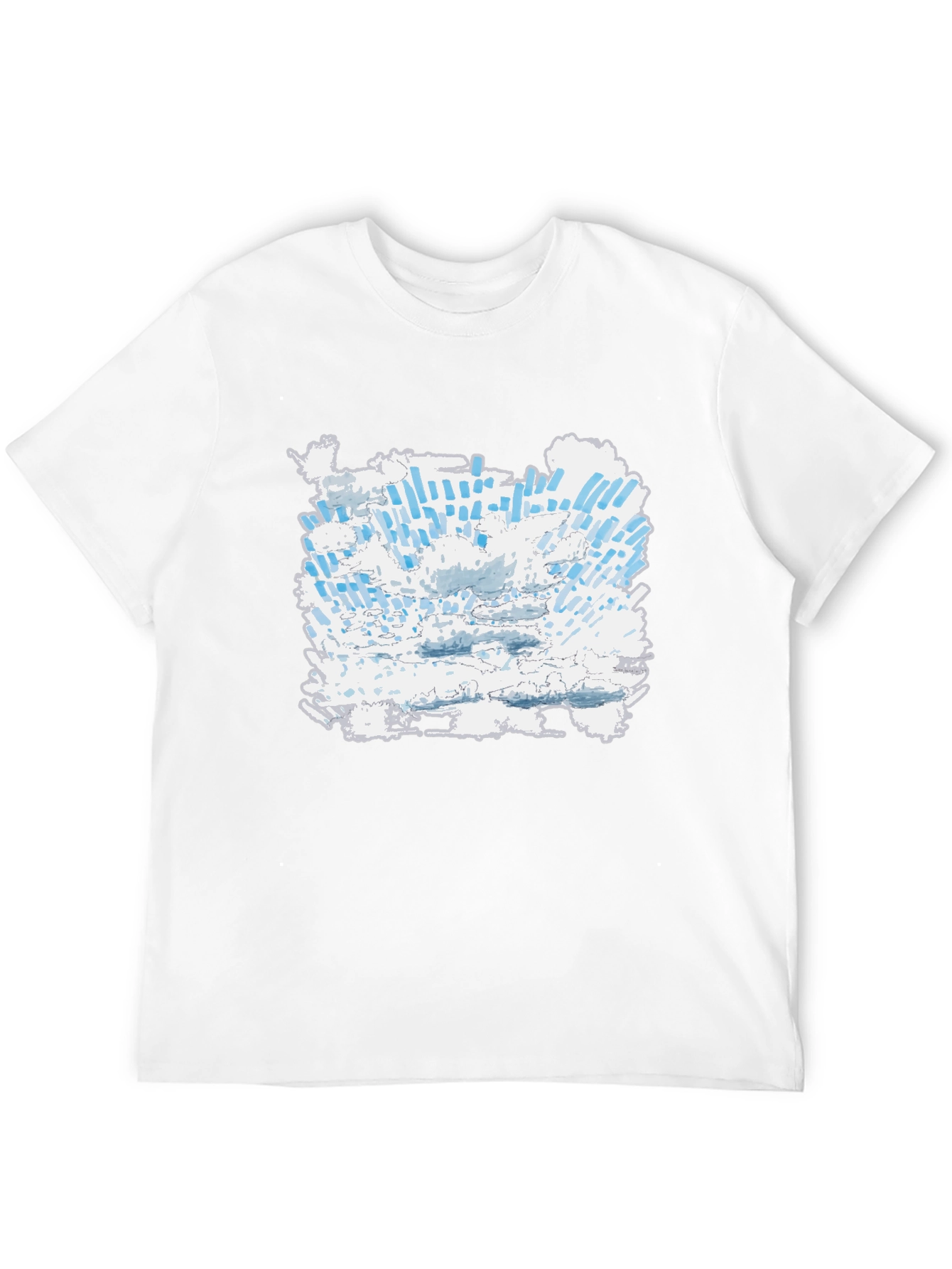 Abstract Cloudscape Graphic Tee - Black Cotton T-Shirt