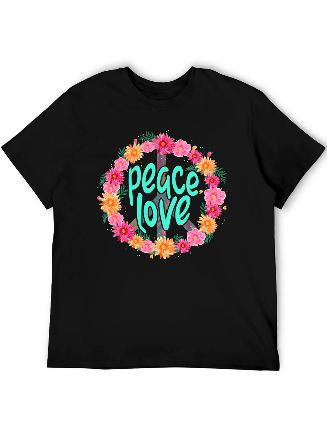 Peace & Love Floral Wreath Graphic Tee