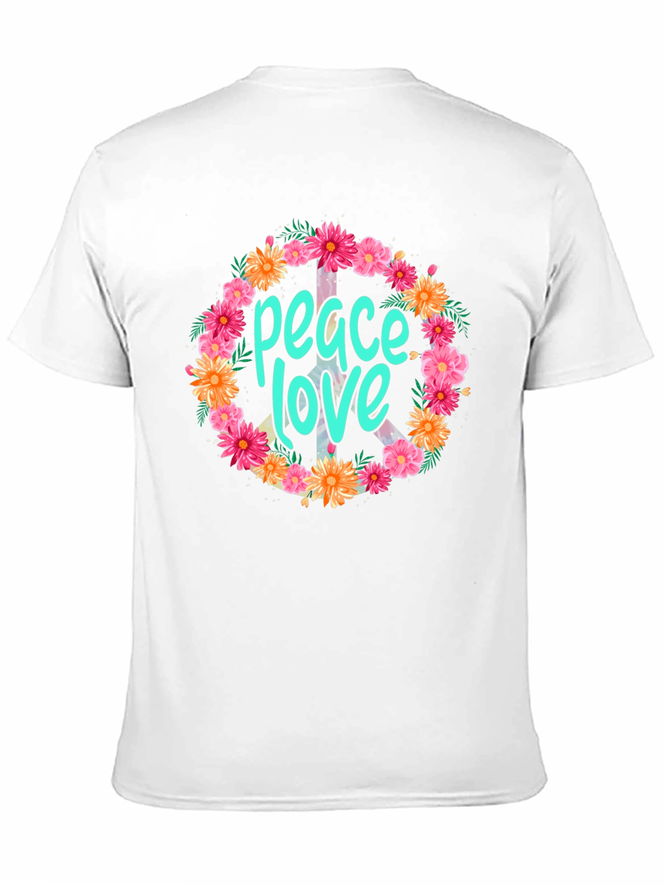 Peace & Love Floral Wreath Graphic Tee
