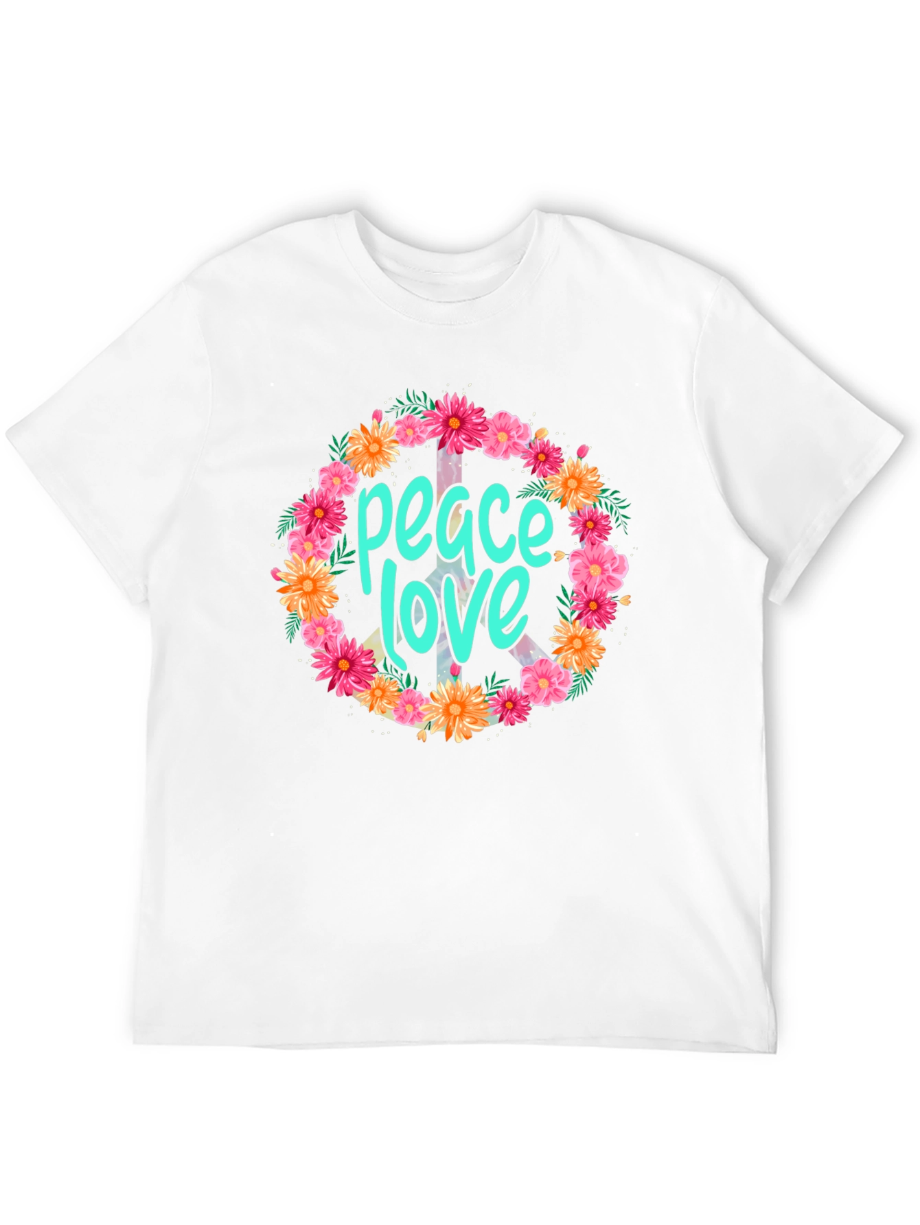 Peace & Love Floral Wreath Graphic Tee