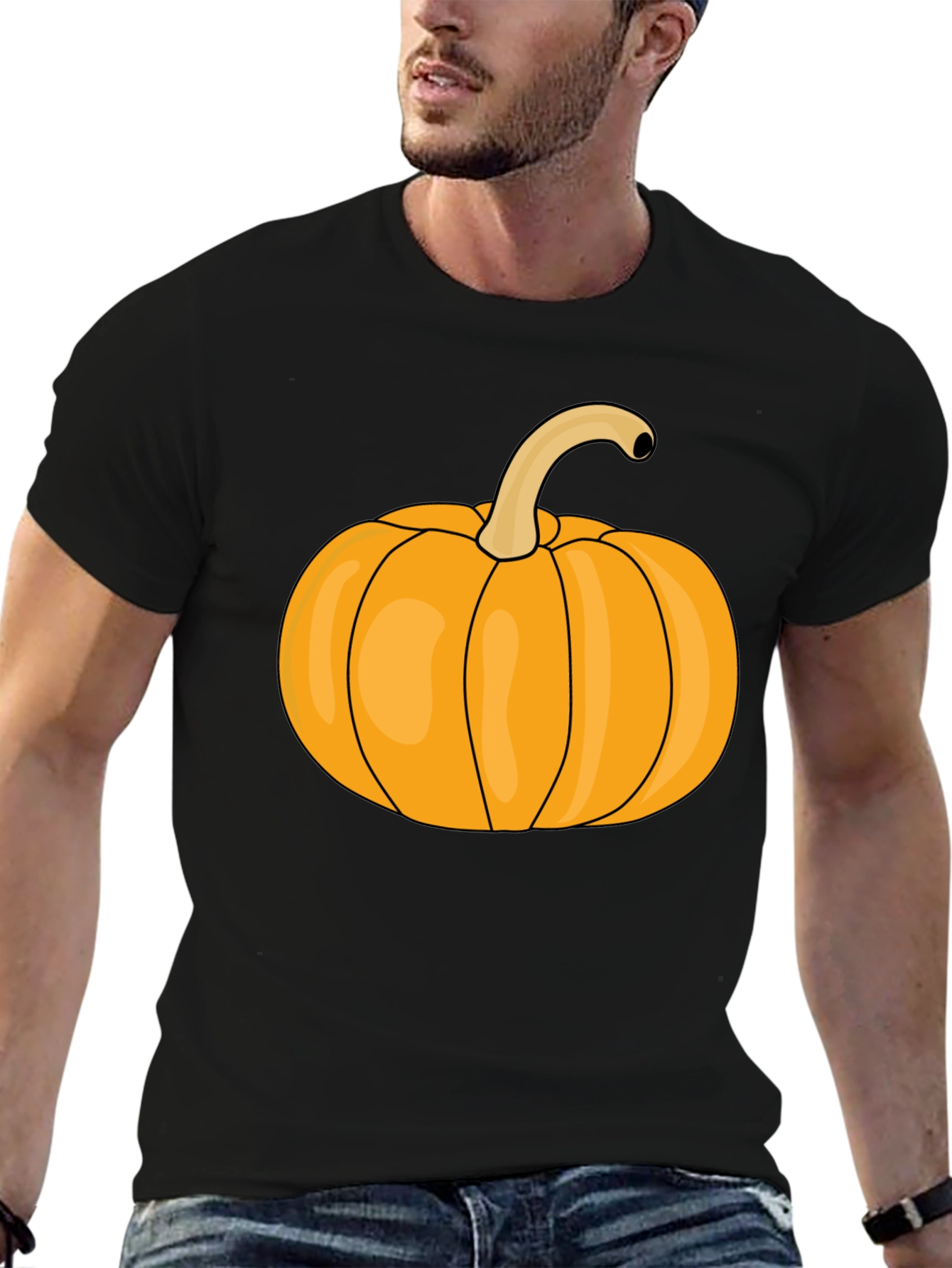 Pumpkin Graphic Tee - Black Halloween T-Shirt