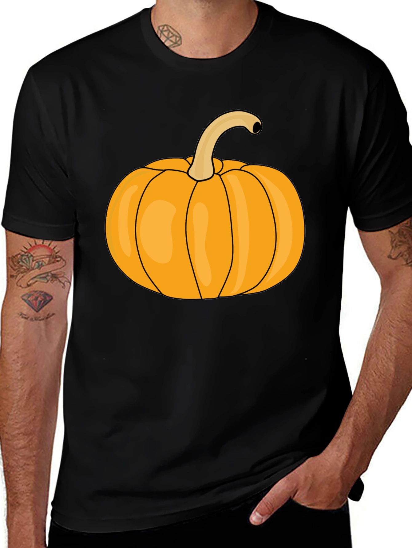 Pumpkin Graphic Tee - Black Halloween T-Shirt