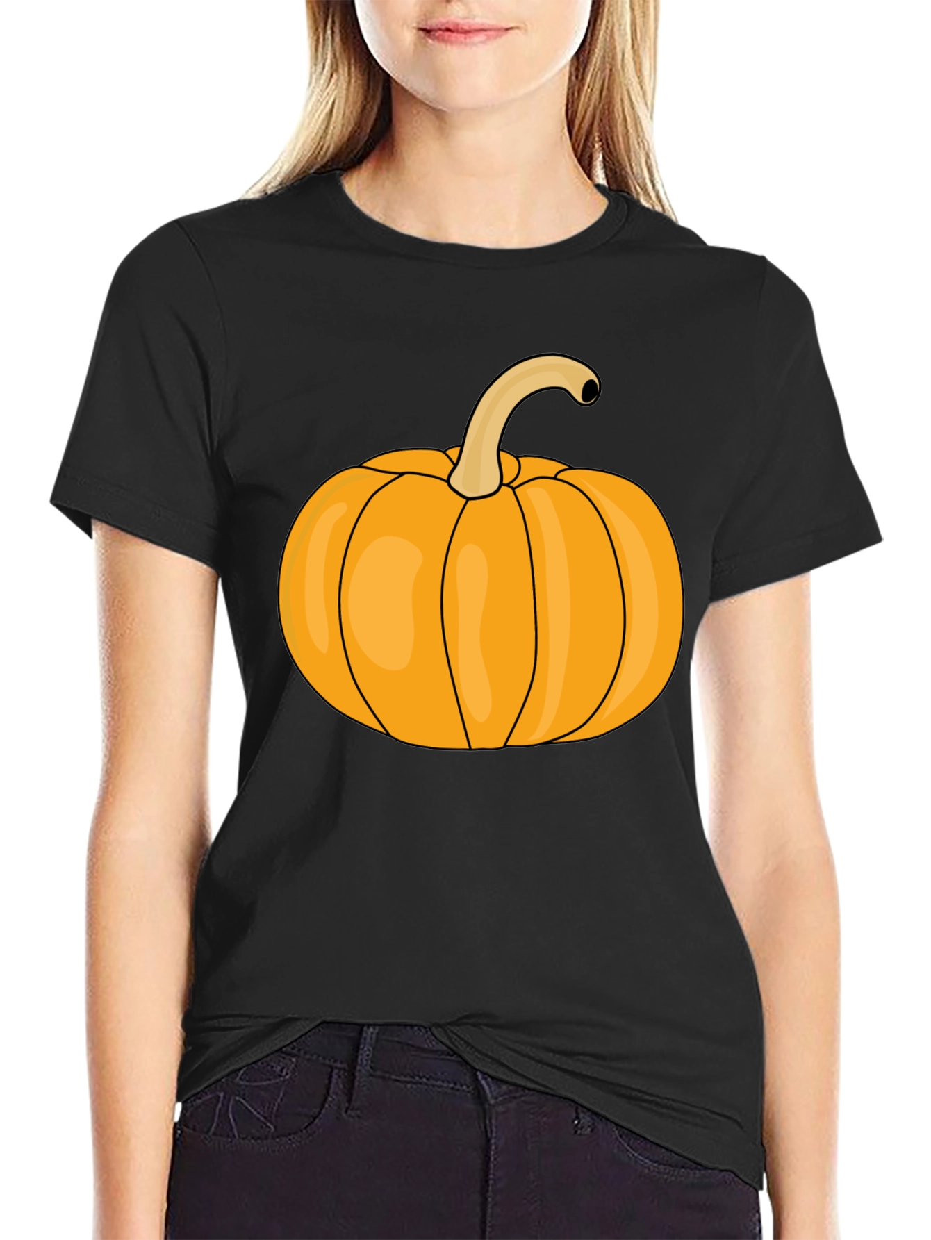 Pumpkin Graphic Tee - Black Halloween T-Shirt