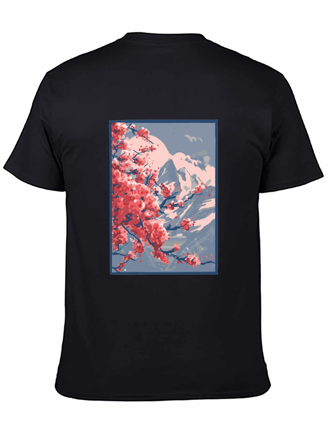 Cherry Blossom Mountain Graphic Tee - Black