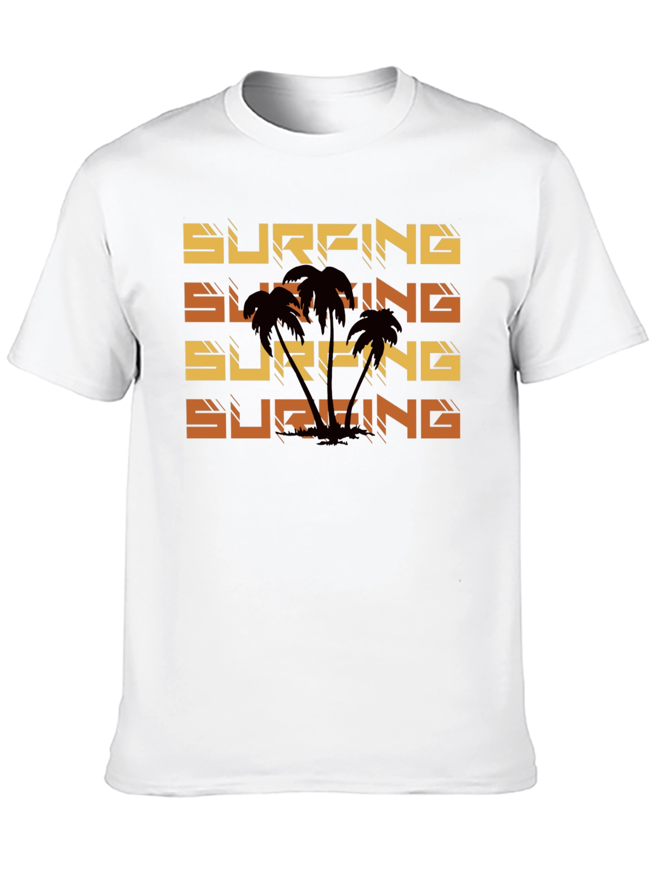 Surfing Palm Tree Graphic Tee - Black