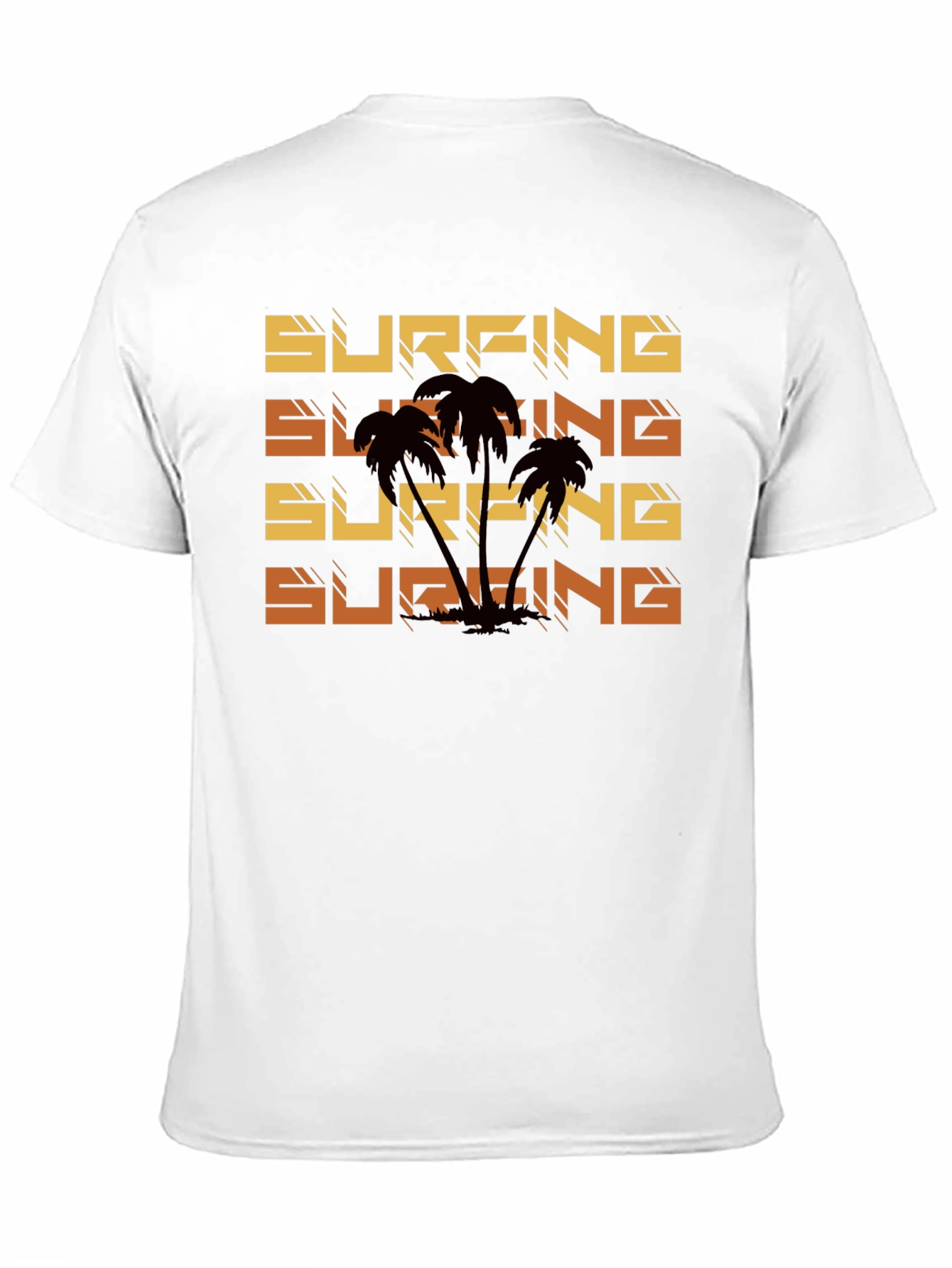 Surfing Palm Tree Graphic Tee - Black