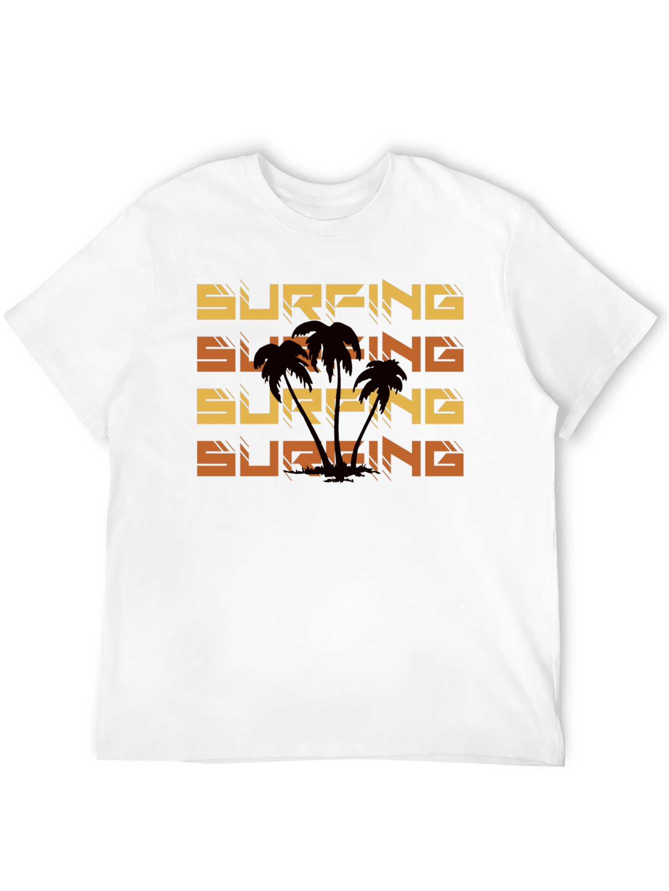 Surfing Palm Tree Graphic Tee - Black