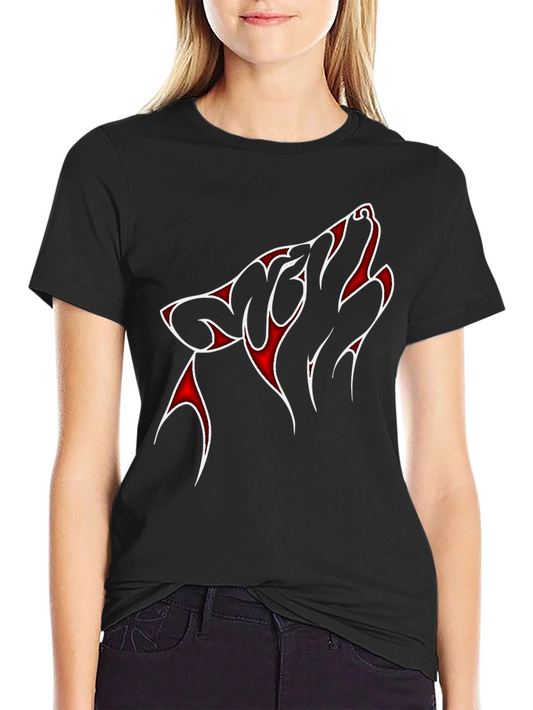 Wolf Graphic Tee - Mens Black T-Shirt with Red Design