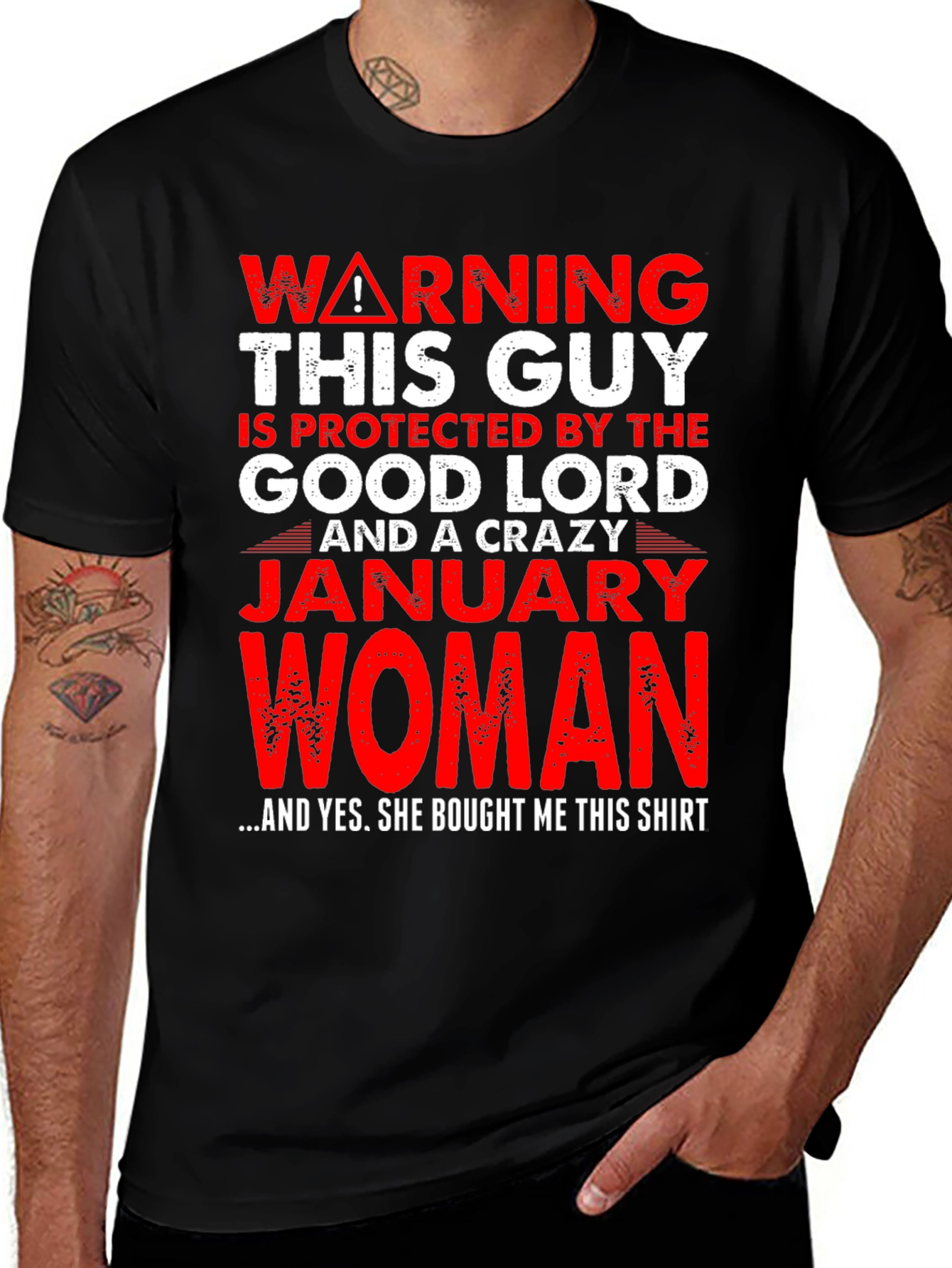 Warning! Protected by January Woman T-Shirt