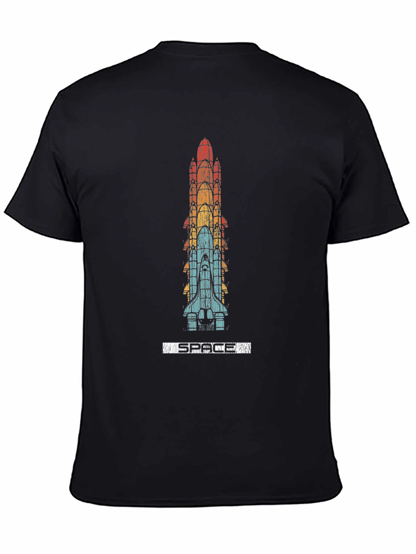 Retro Space Shuttle Stack Black T-Shirt
